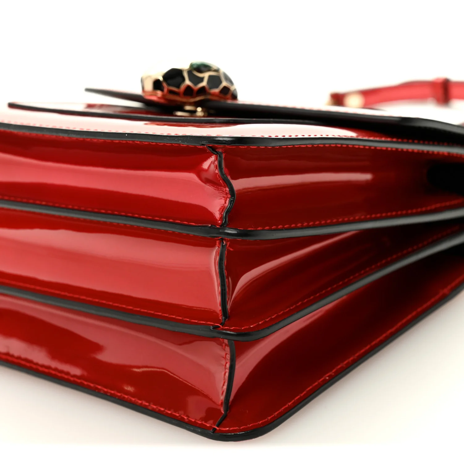 Metallic Calfskin Serpenti Forever Top Handle Dark Red - Image 10