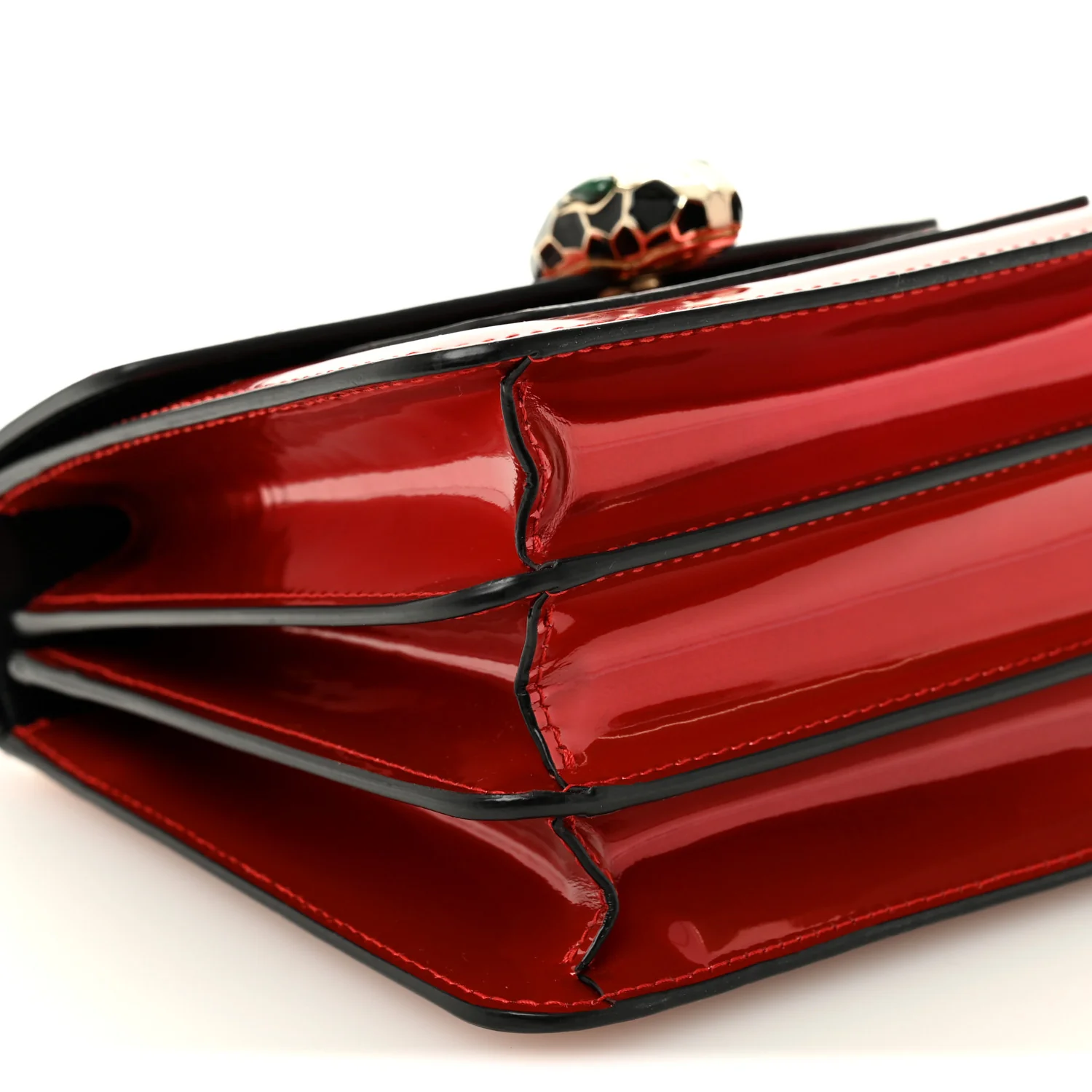 Metallic Calfskin Serpenti Forever Top Handle Dark Red - Image 9