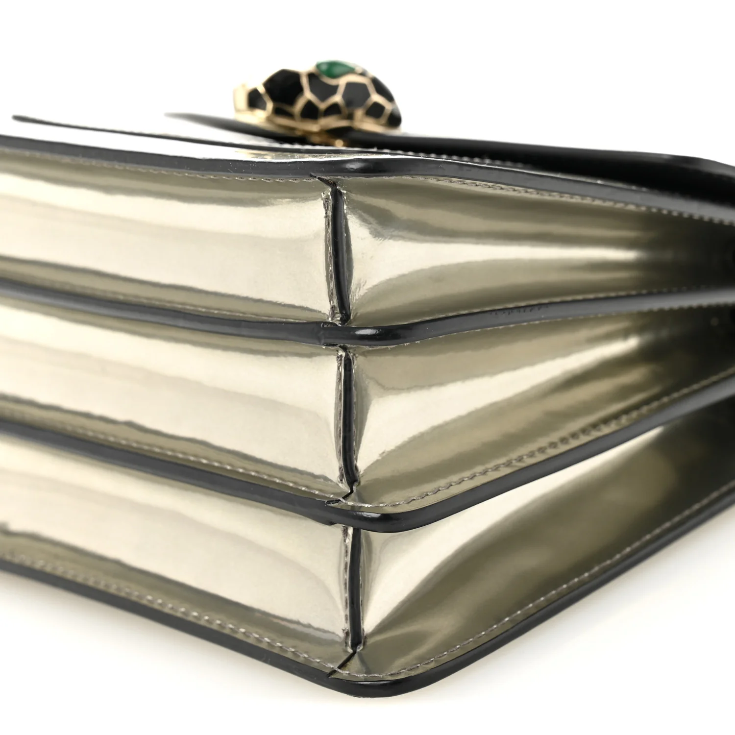 Metallic Calfskin Serpenti Forever Top Handle Silver - Image 10