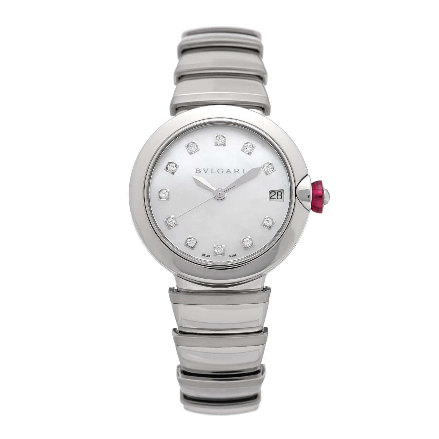 Stainless Steel Diamond Mother of Pearl 33mm Lucea Automatic Watch