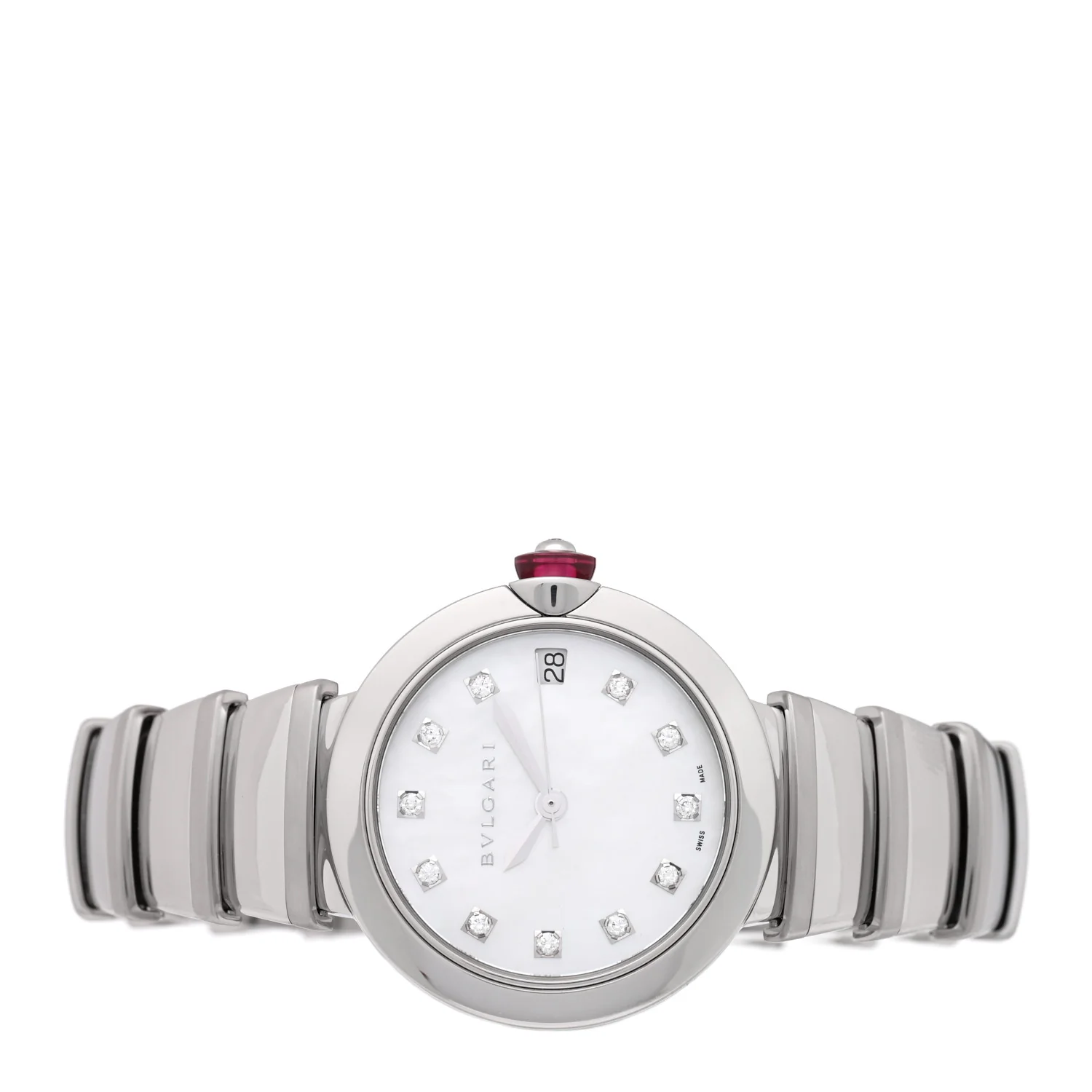 Stainless Steel Diamond Mother of Pearl 33mm Lucea Automatic Watch - Image 2