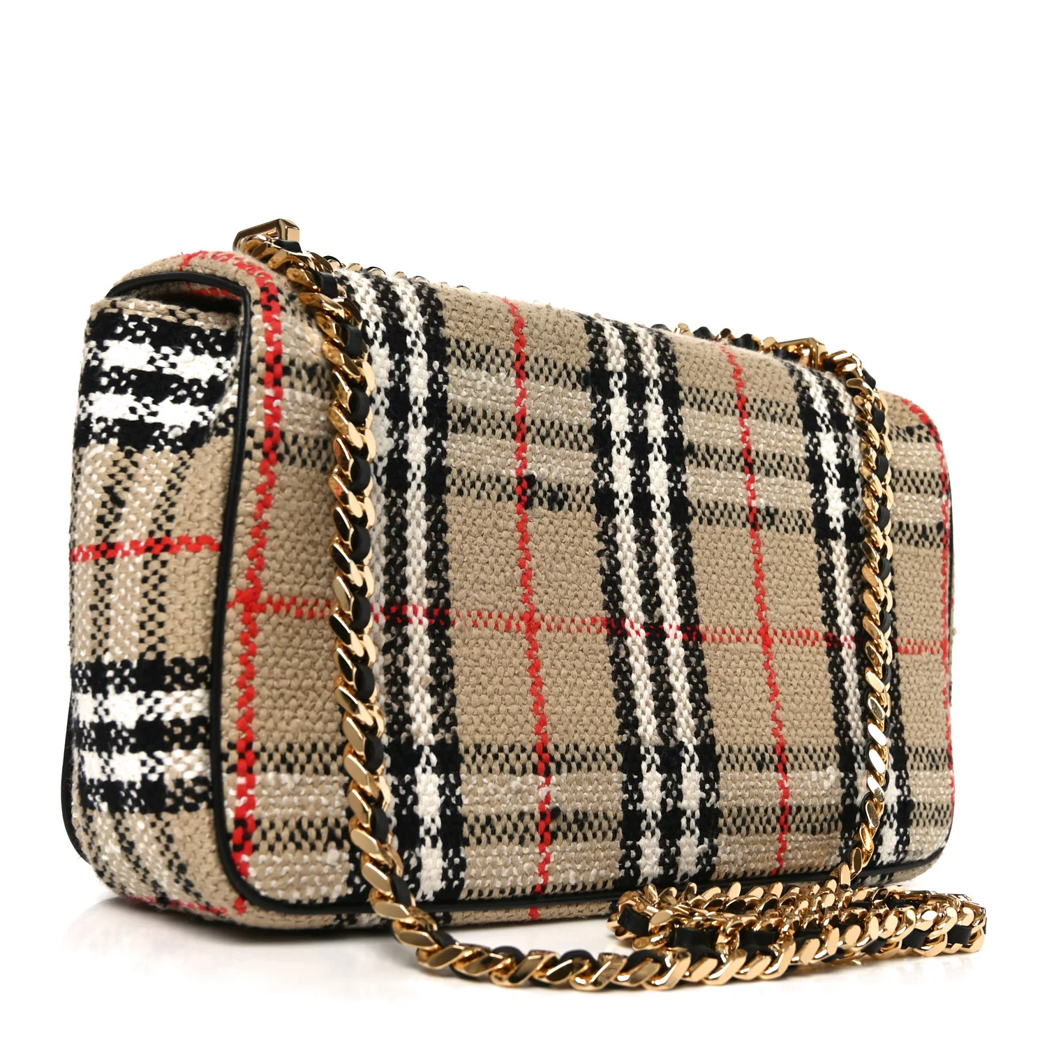 BURBERRY Calfskin Boucle Check Medium Lola Chain Bag Archive Beige - Image 3