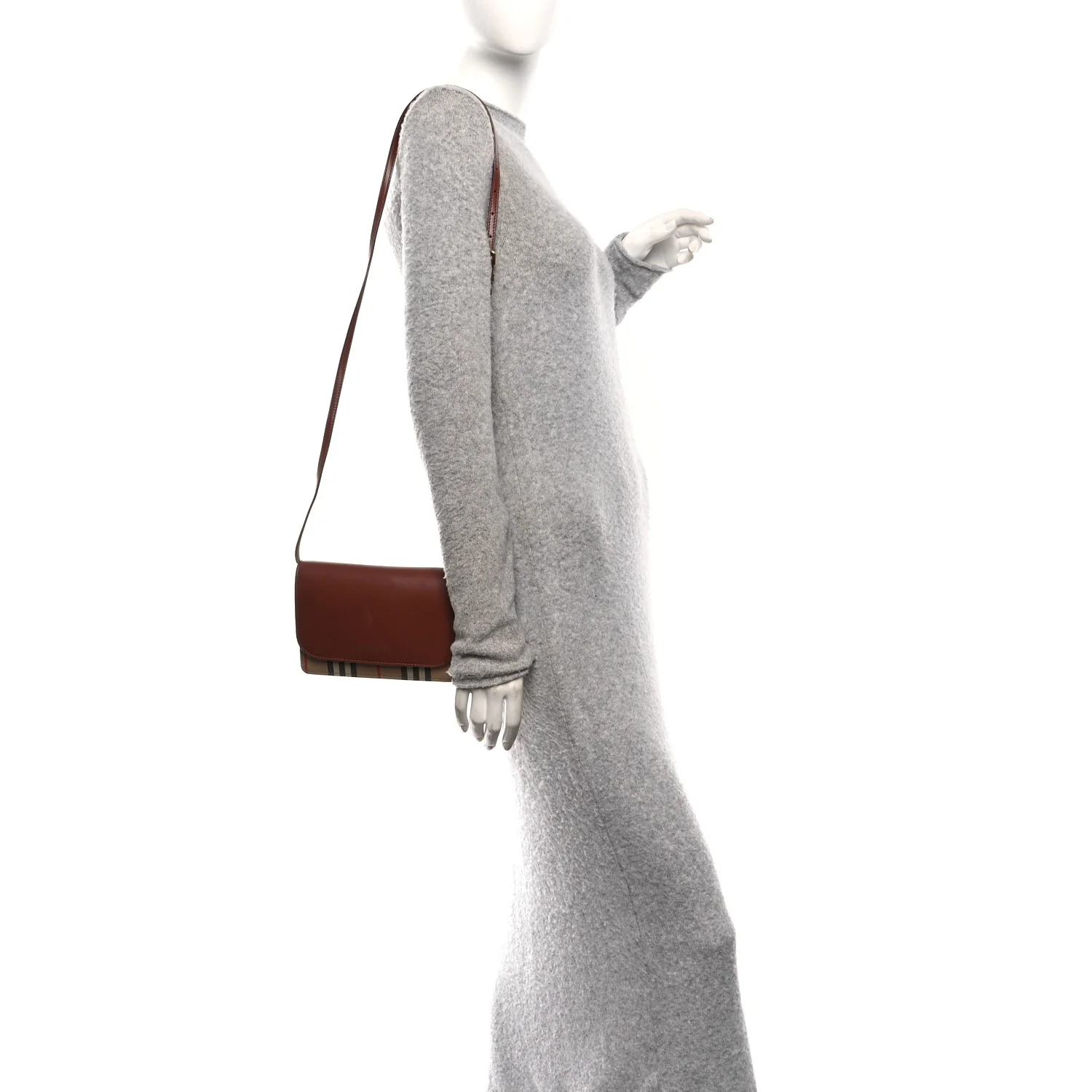 Calfskin House Check Hampshire Wallet On Chain Tan - Image 2