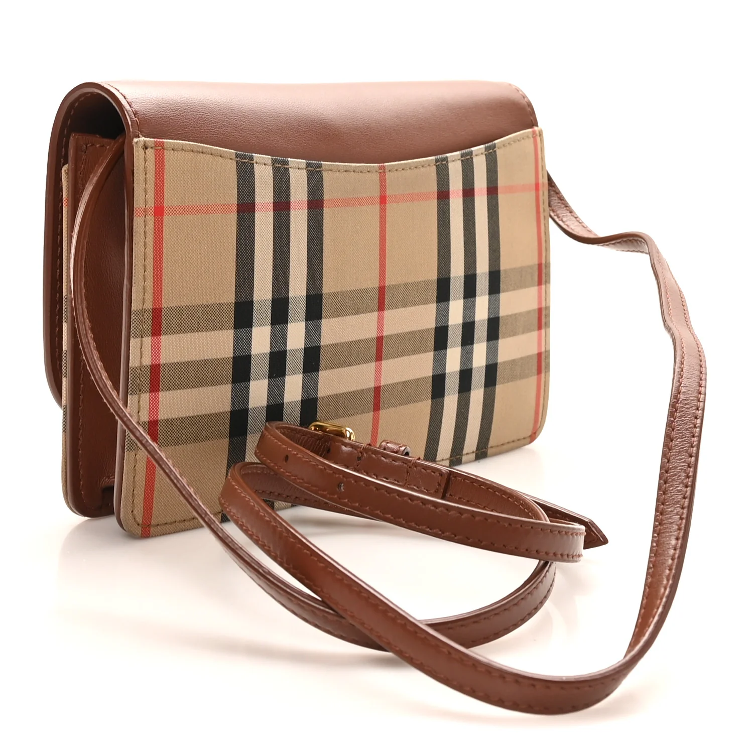 Calfskin House Check Hampshire Wallet On Chain Tan - Image 3