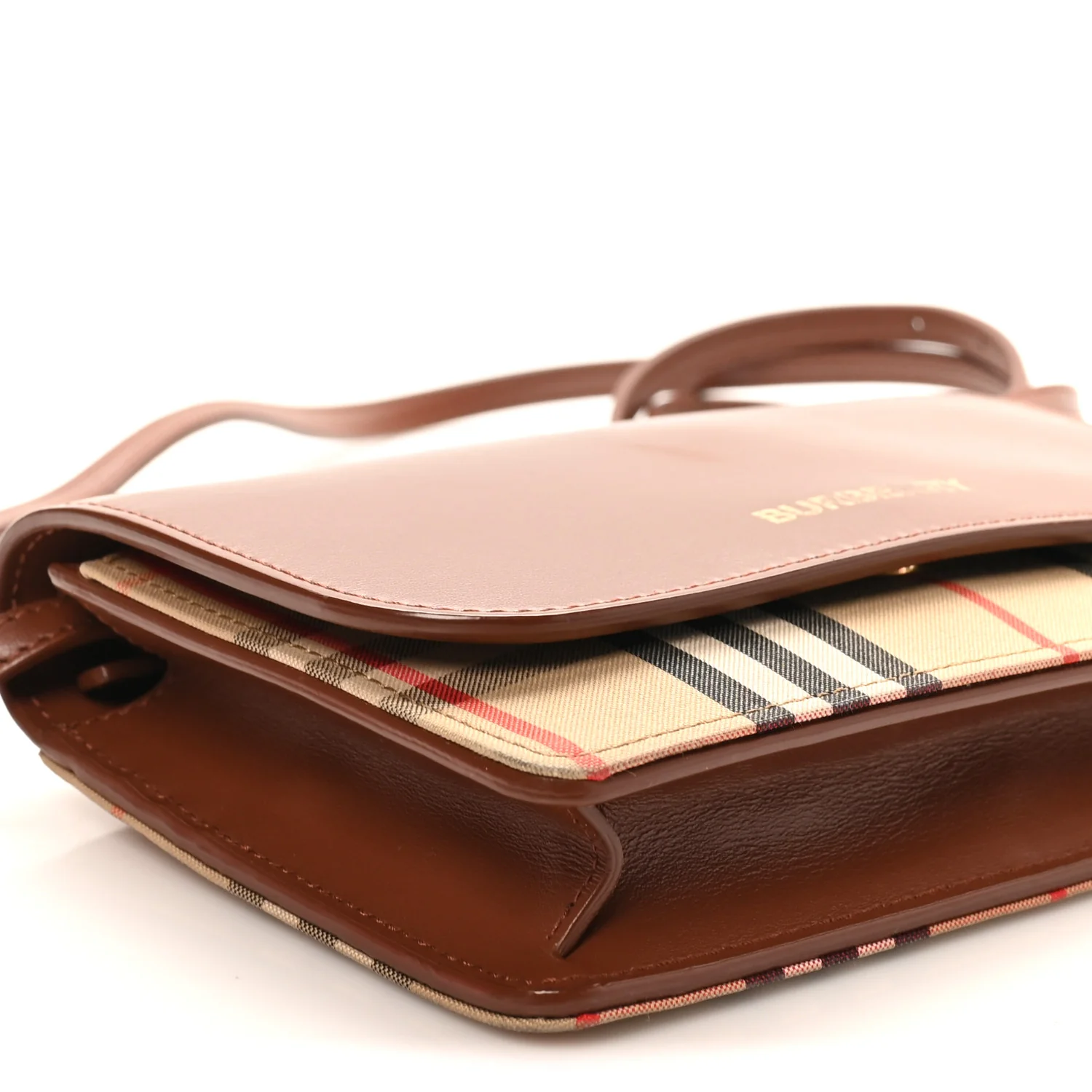 Calfskin House Check Hampshire Wallet On Chain Tan - Image 8