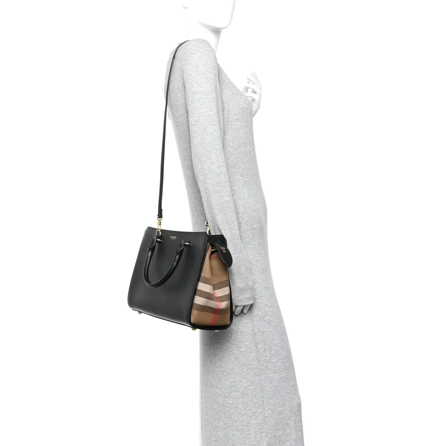 Calfskin Mega Check Small Banwell Tote Black - Image 2