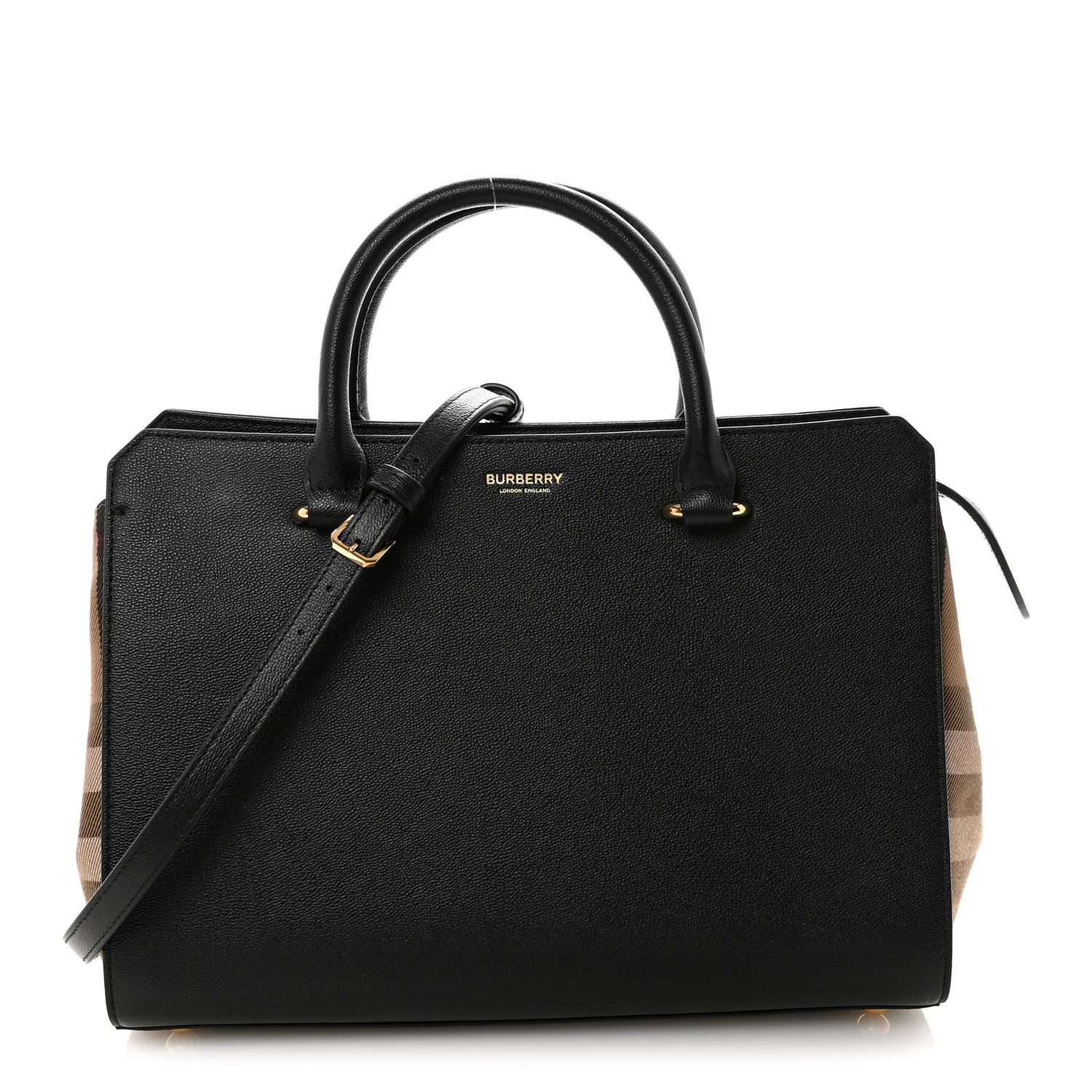 Calfskin Mega Check Small Banwell Tote Black