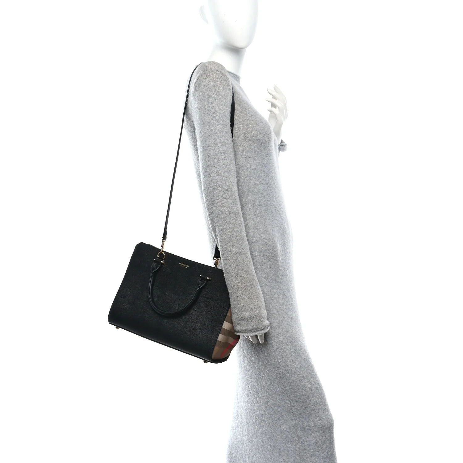 Calfskin Mega Check Small Banwell Tote Black - Image 2