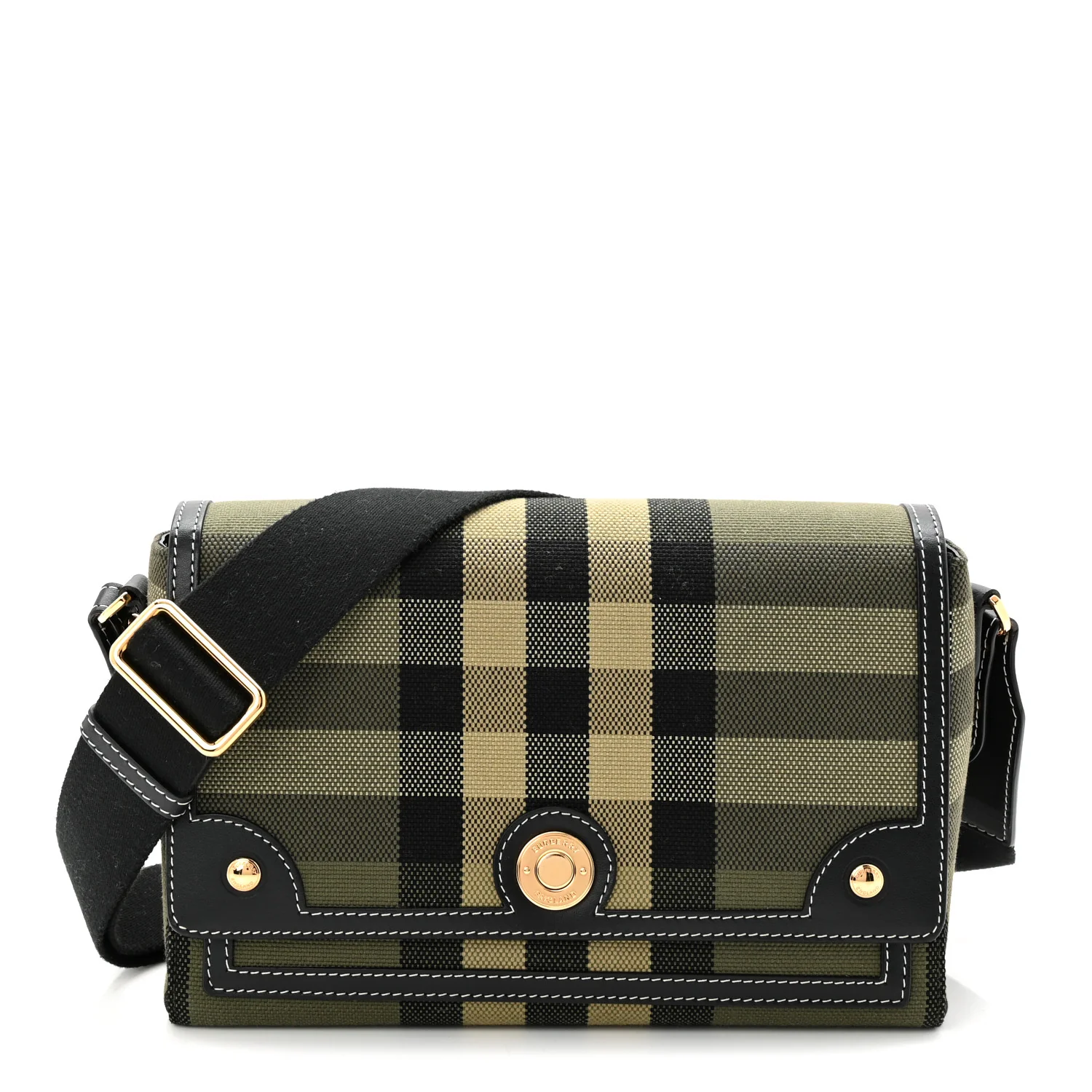 Calfskin Tartan Note Crossbody Bag Military Green