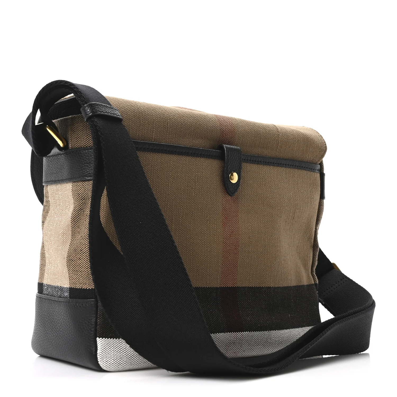 Canvas Mega Check Small Baildon Messenger Bag Black - Image 3