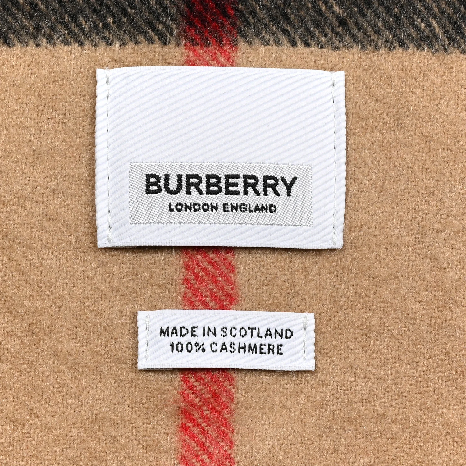 Cashmere Giant Check Fringe Scarf Archive Beige - Image 3