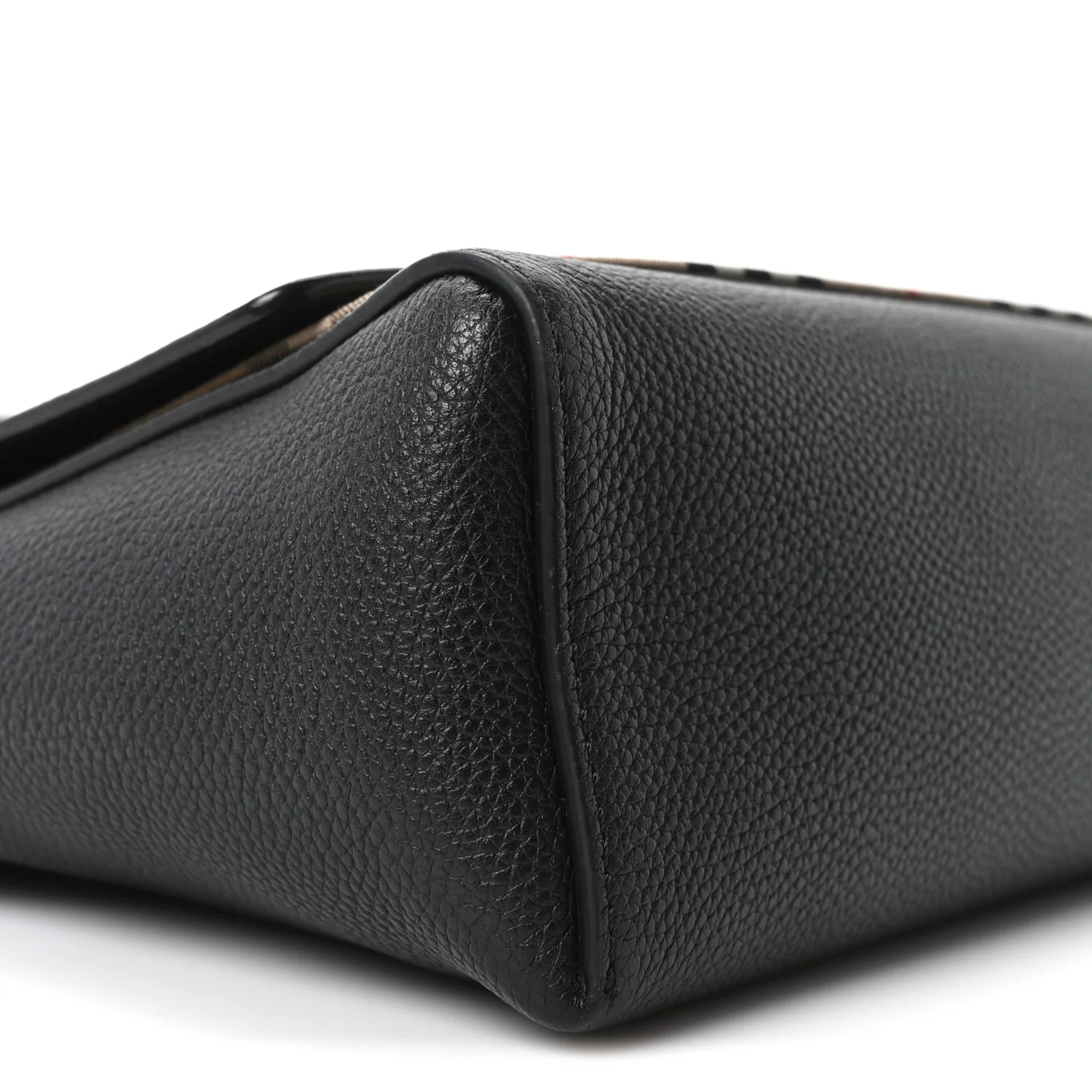 Coated Canvas Calfskin Vintage Check Medium Note Crossbody Bag Black - Image 8