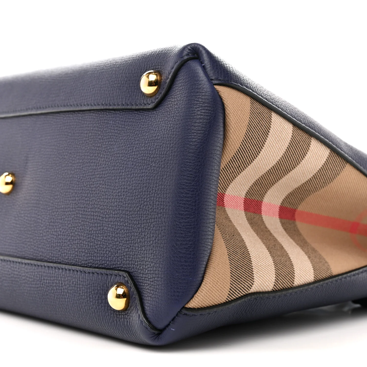 Derby Calfskin House Check Medium Banner Tote Ink Blue - Image 9