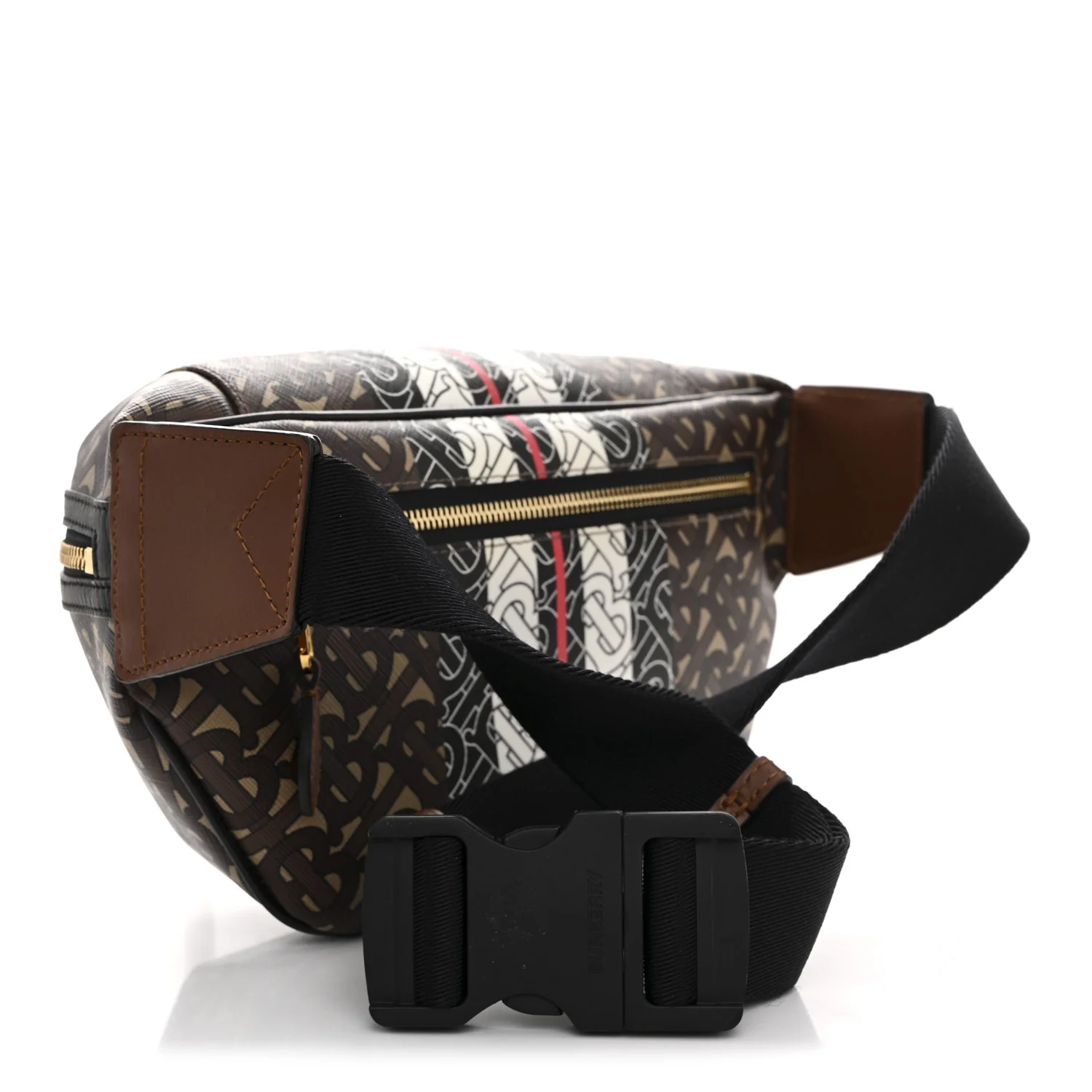 E-Canvas Monogram Stripe Medium Sonny Bum Bag Bridle Brown - Image 3