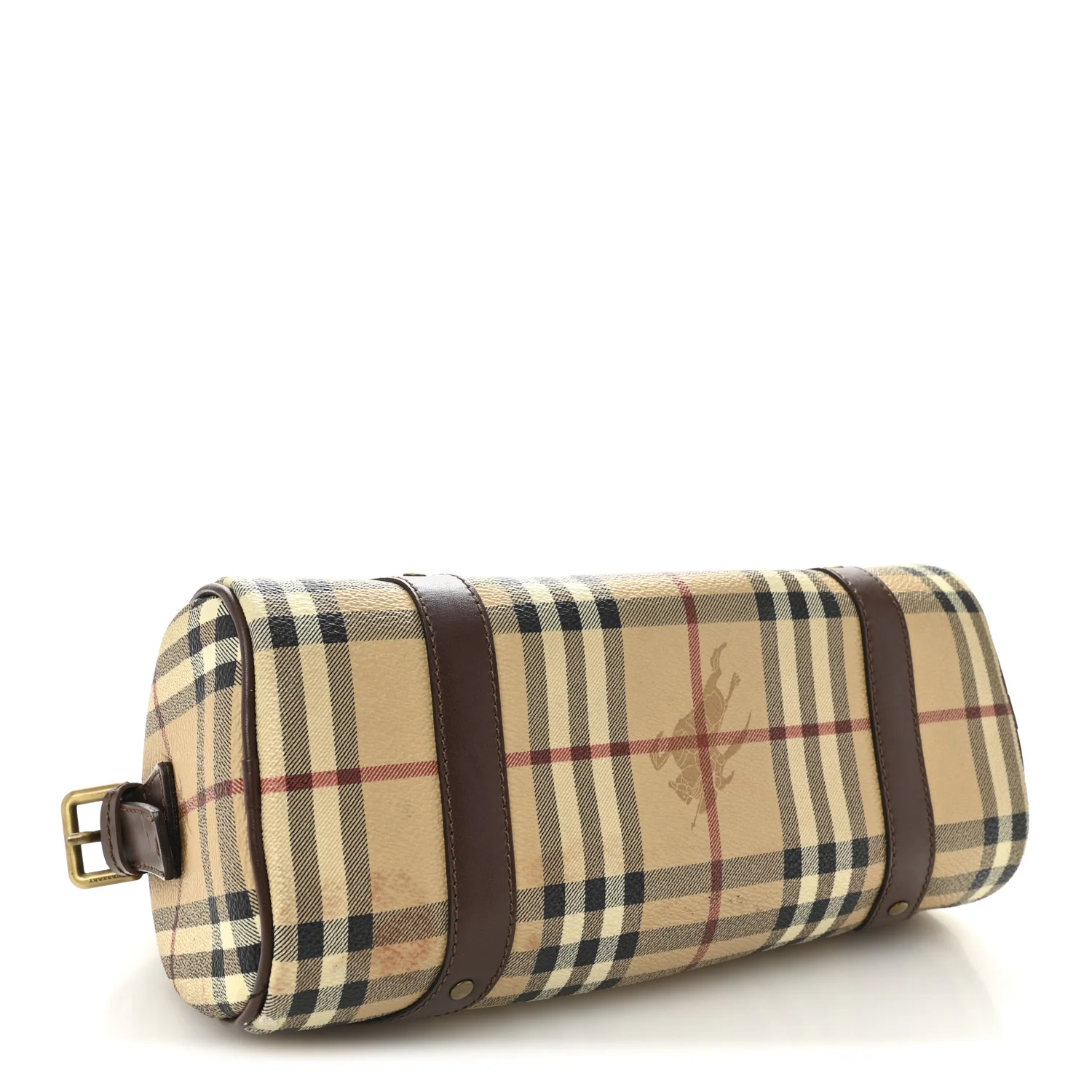 Haymarket Check Studded Barrel Bag Chocolate - Image 4