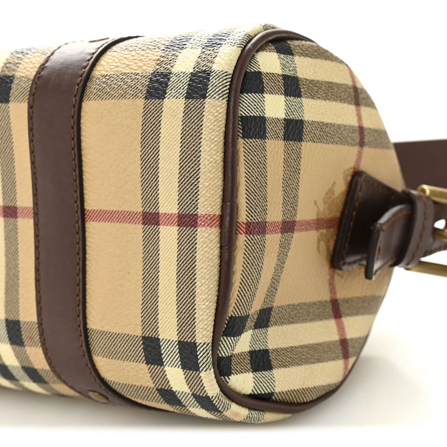 Haymarket Check Studded Barrel Bag Chocolate - Image 9