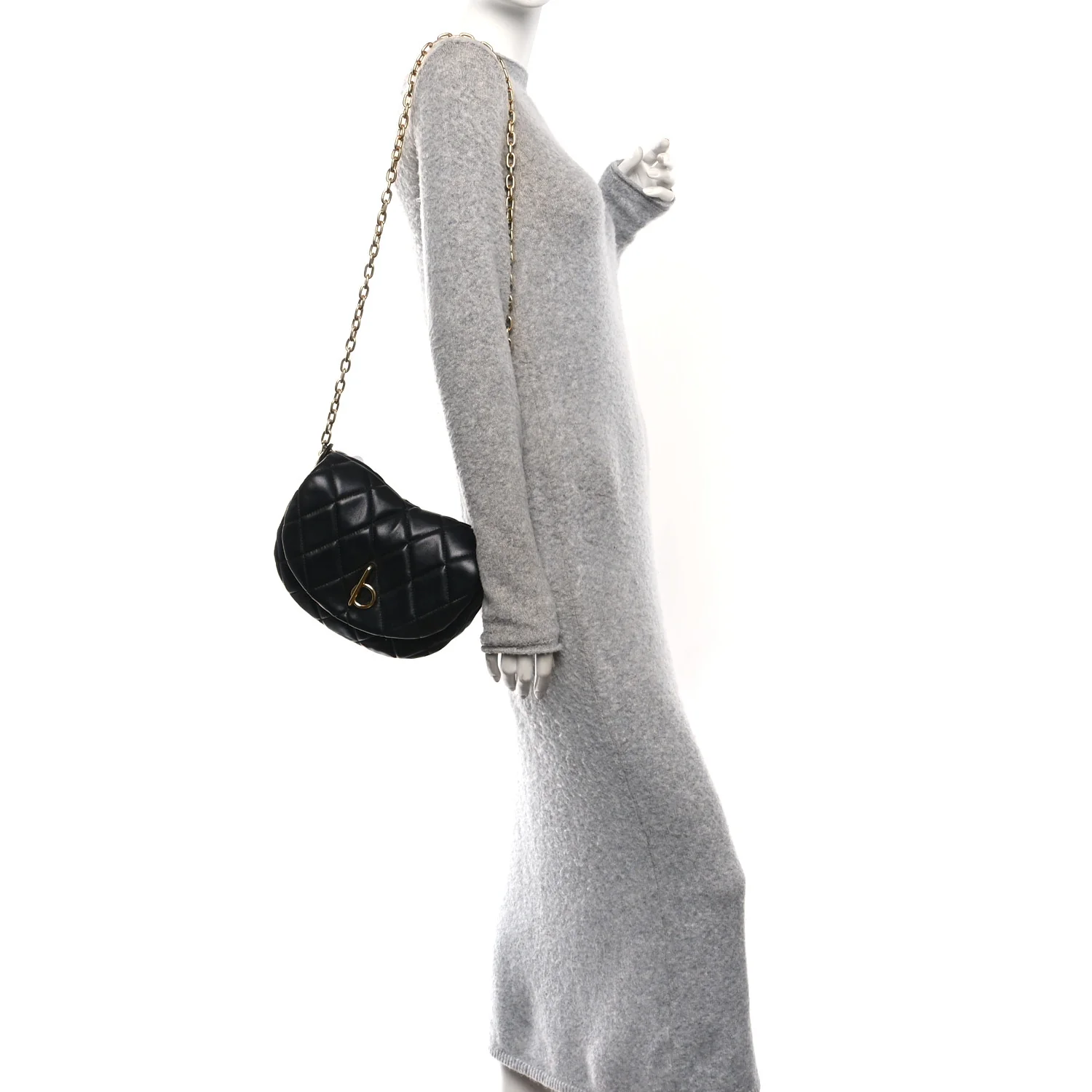 Lambskin Quilted Rocking Horse Shoulder Bag Black - Image 2