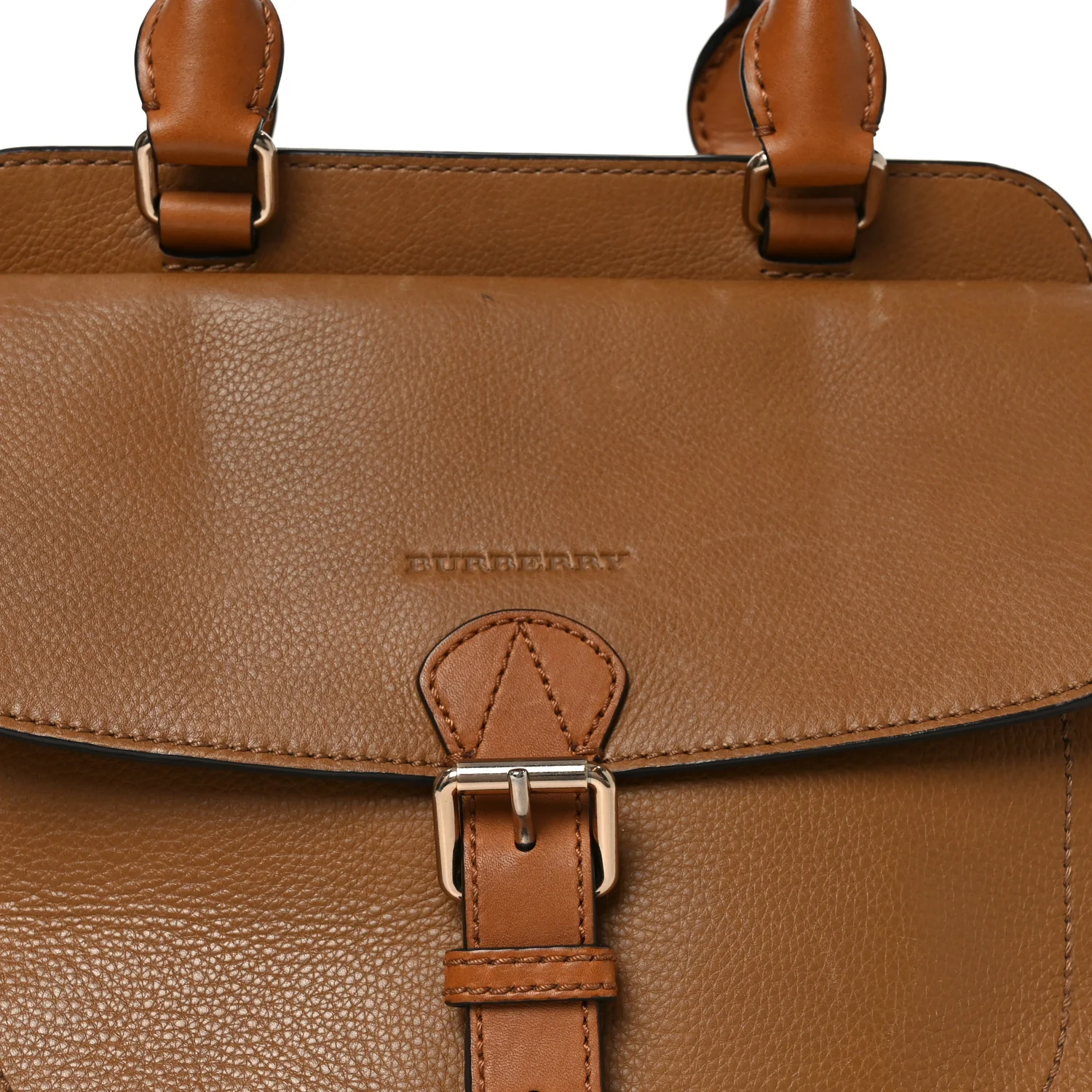 Mega Check Grained Calfskin Medium Harcourt Satchel Saddle Brown - Image 13