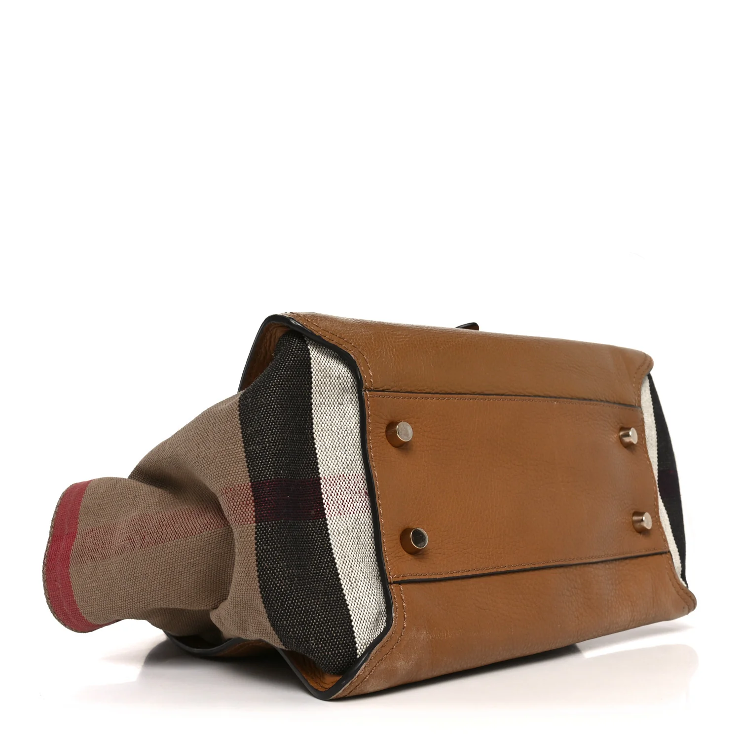Mega Check Grained Calfskin Medium Harcourt Satchel Saddle Brown - Image 6