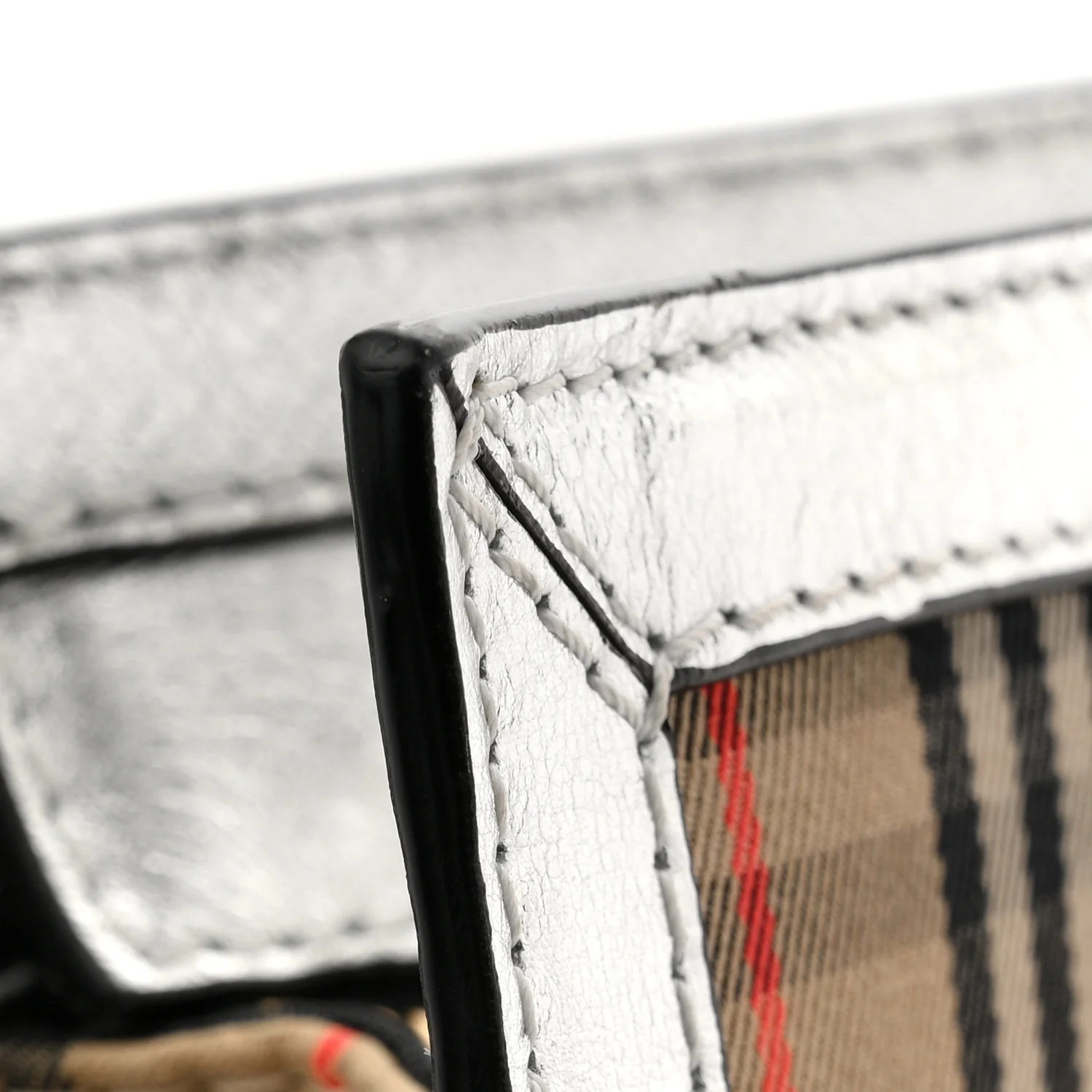 Metallic Calfskin 1983 Knight Check Link Zip Tote Silver - Image 12