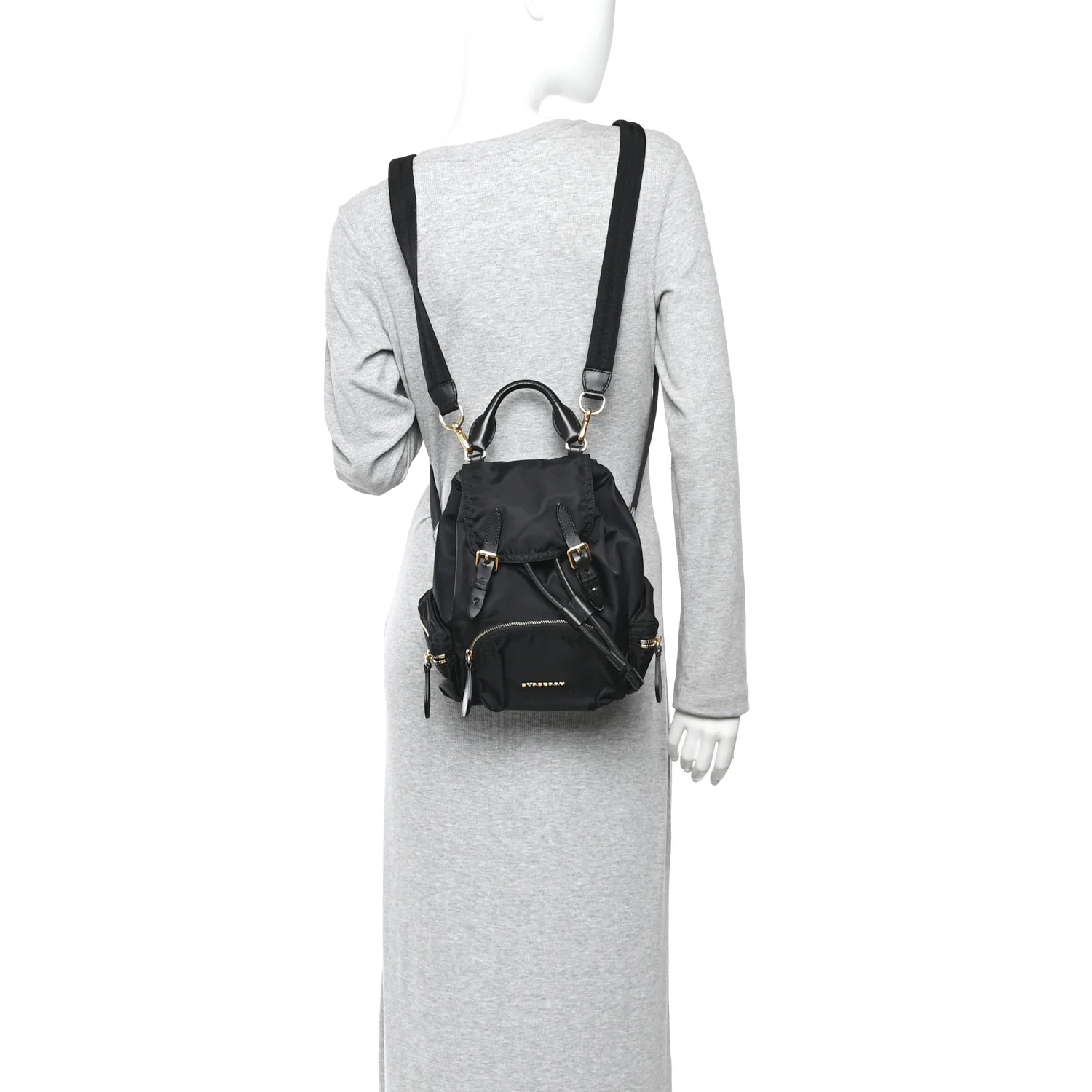 Nylon Small Crossbody Rucksack Backpack Black - Image 4