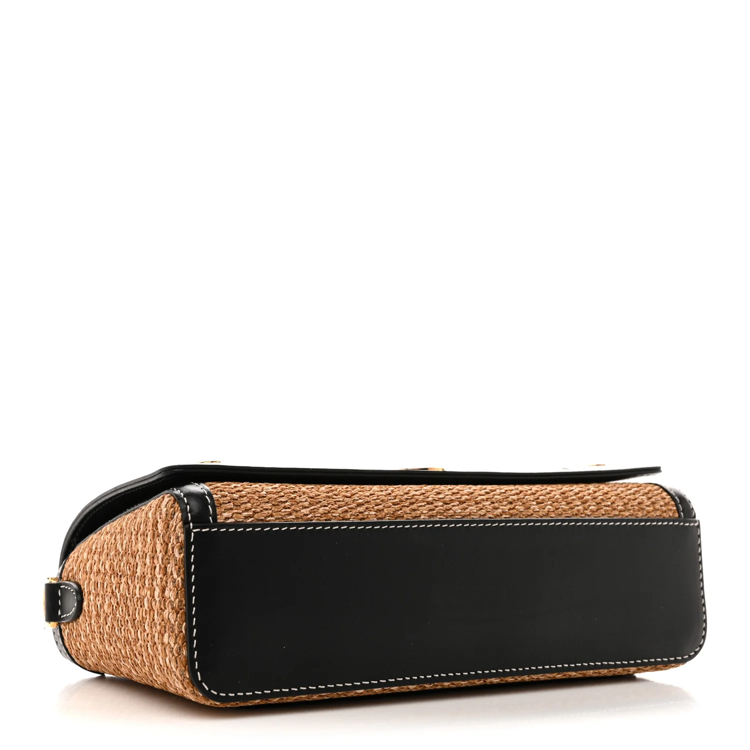 Raffia Calfskin TB Small Note Crossbody Bag Natural Black - Image 4