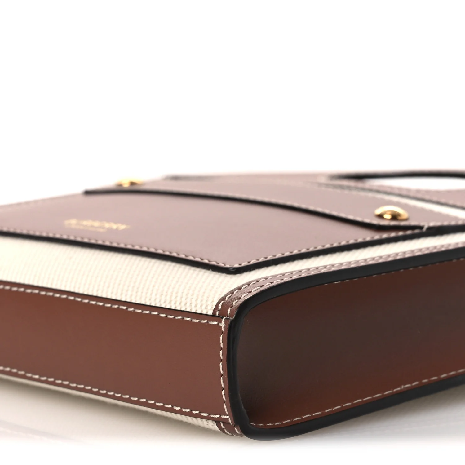 Smooth Calfskin Canvas Two Tone Micro Pocket Bag  Malt Brown Tan - Image 11