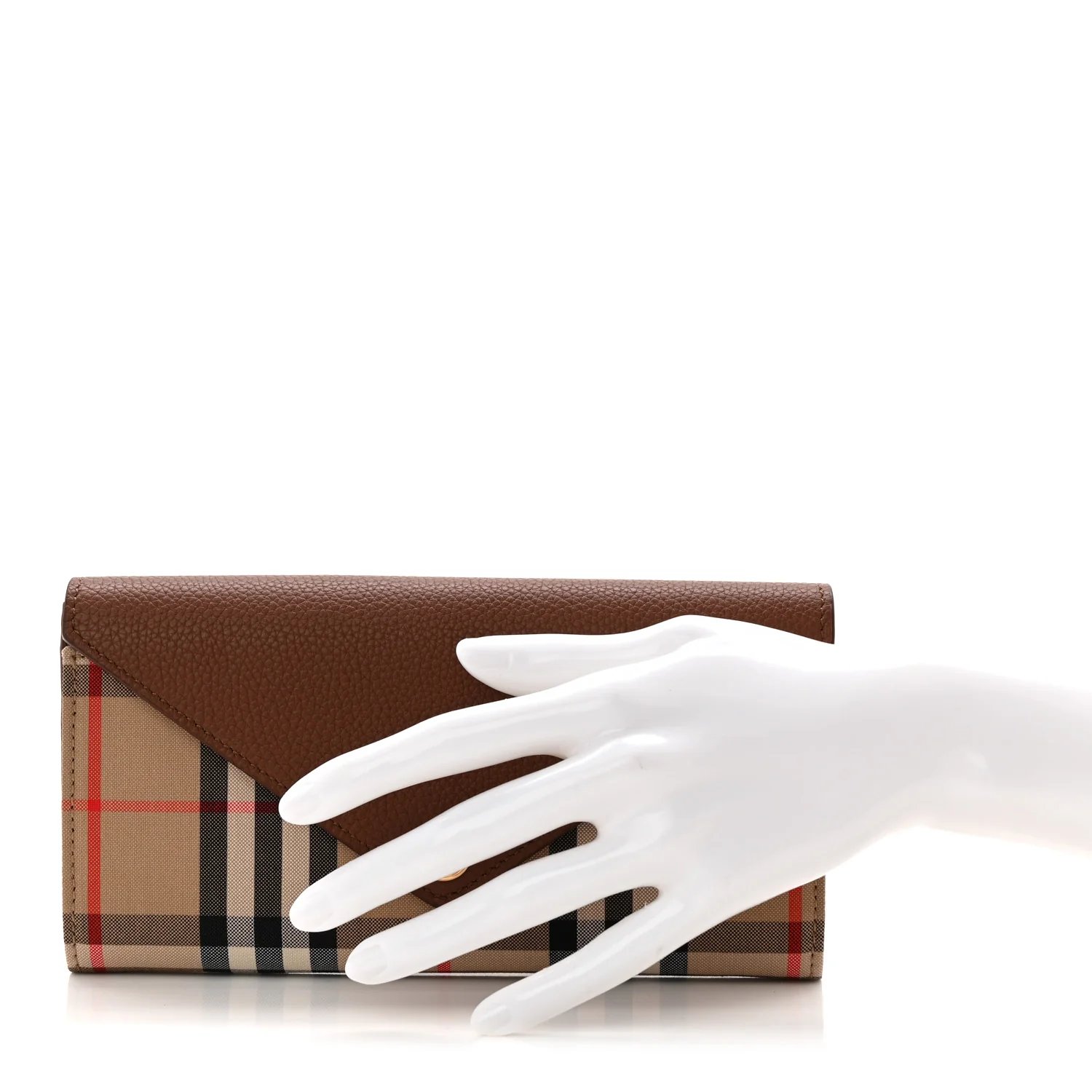 Vintage Check Grain Calfskin Halton Wallet Tan - Image 2