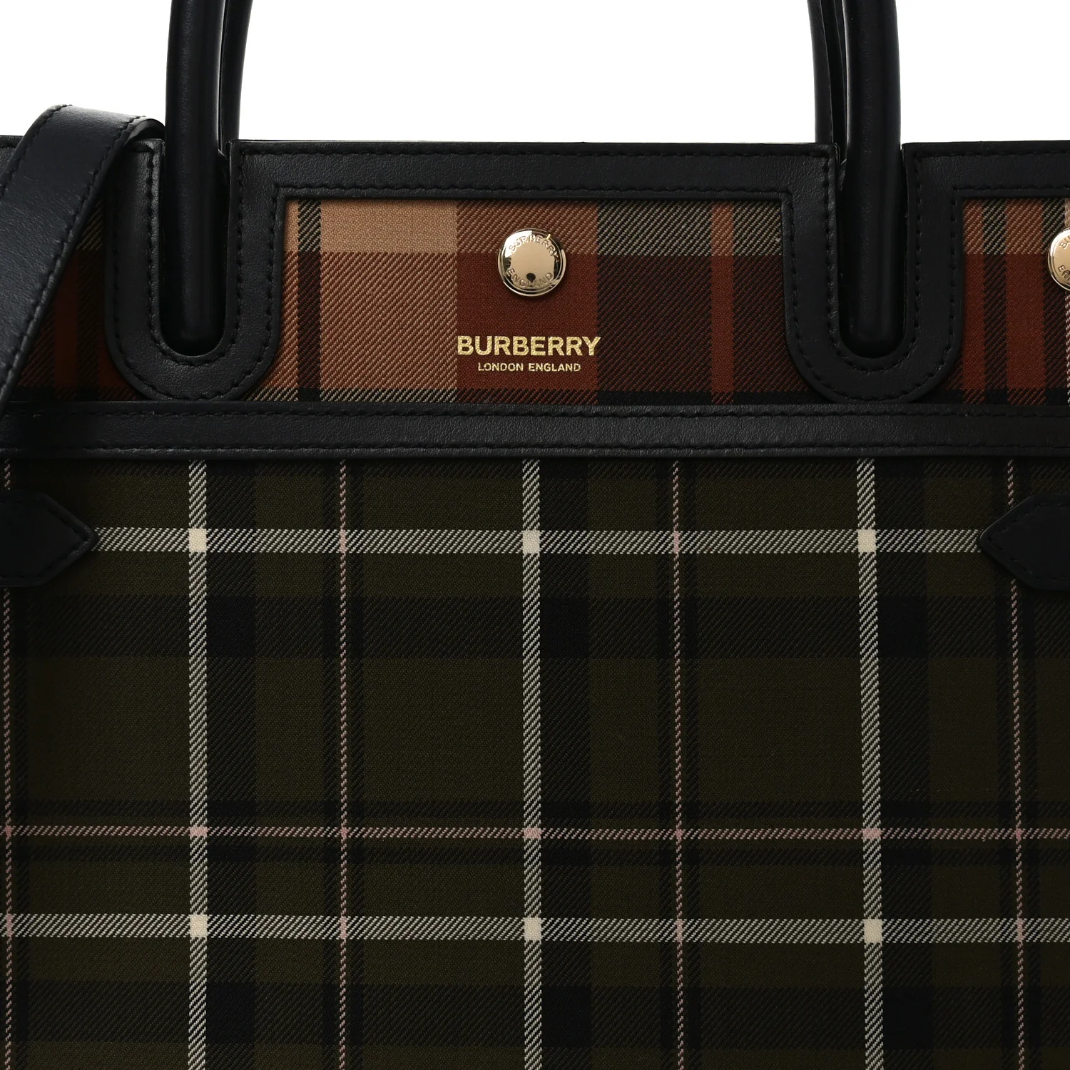 Wool Tartan Two Handle Title Bag Dark Green - Image 7