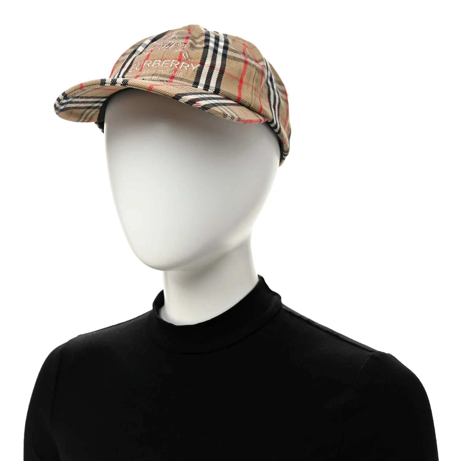 X SUPREME Cotton Vintage Check Monogram Baseball Hat Archive Beige - Image 2