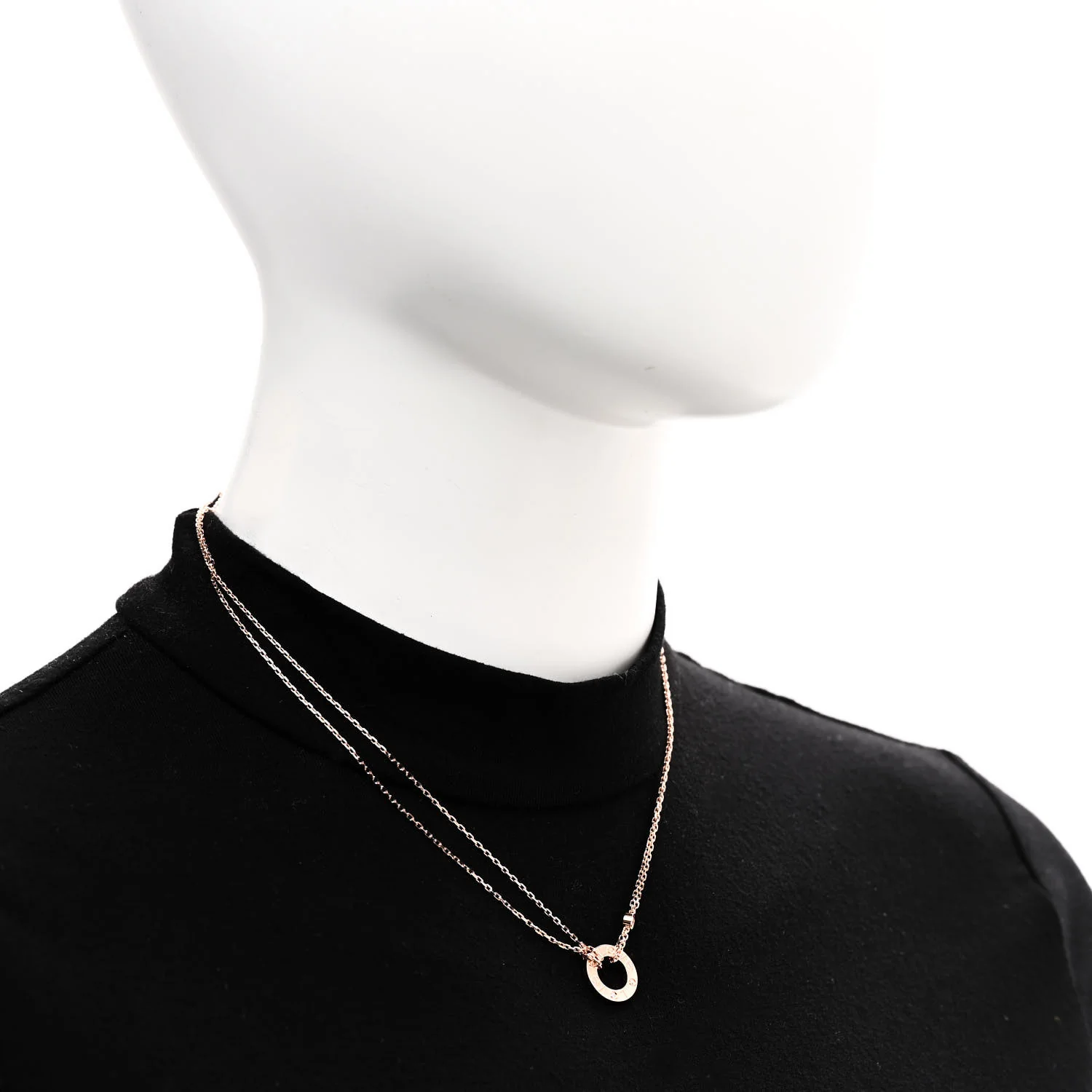 18K Pink Gold 2 Diamond LOVE Necklace - Image 2