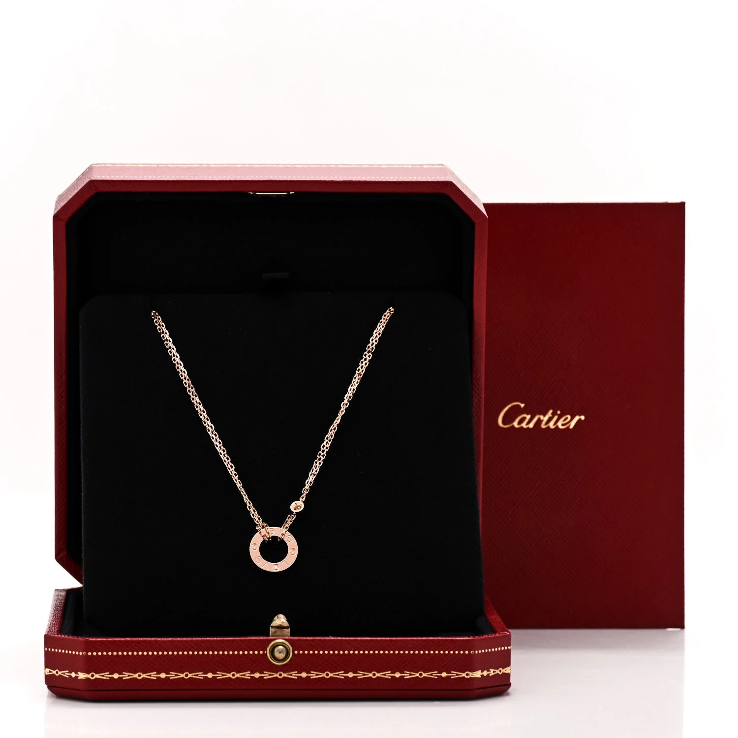 18K Pink Gold 2 Diamond LOVE Necklace - Image 6