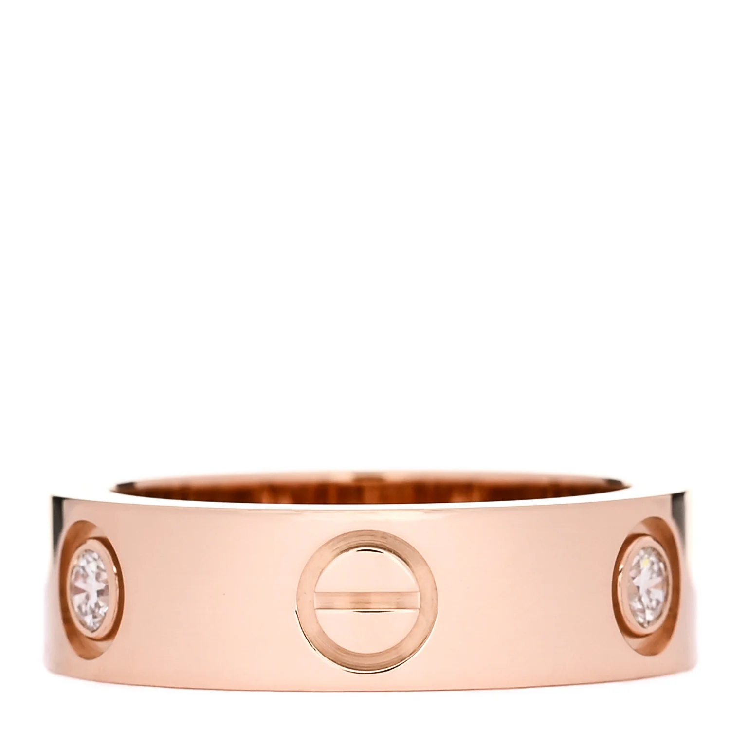18K Pink Gold 3 Diamond 5.5mm LOVE Ring 50 5.25 - Image 3