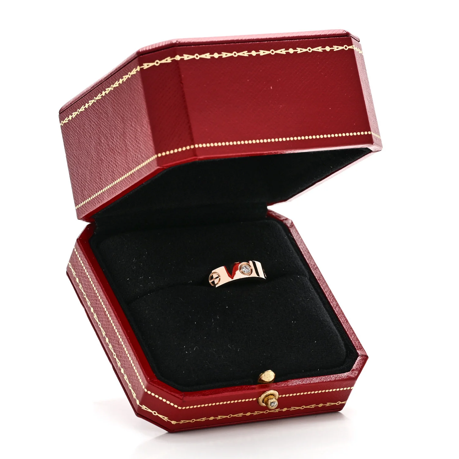 18K Pink Gold 3 Diamond 5.5mm LOVE Ring 50 5.25 - Image 5