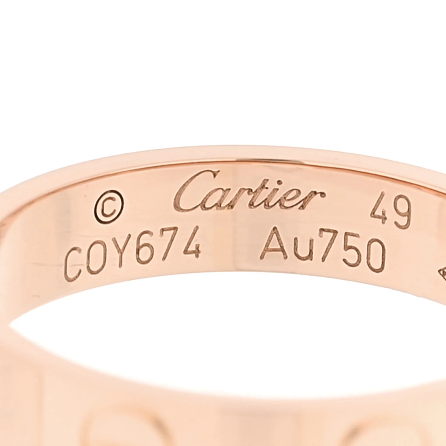 18K Pink Gold 3.5mm LOVE Wedding Band Ring 49 5 - Image 4