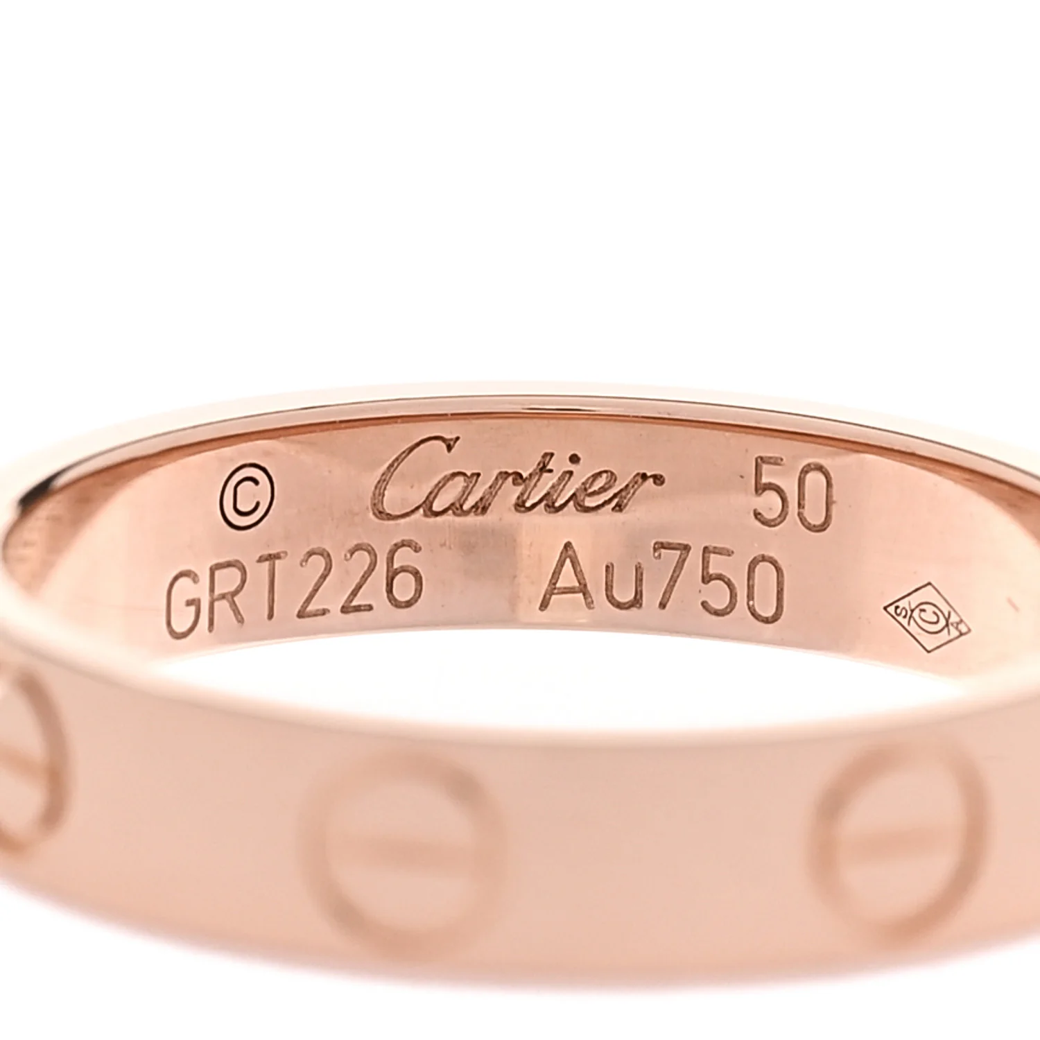 18K Pink Gold 3.5mm LOVE Wedding Band Ring 50 5.25 - Image 4