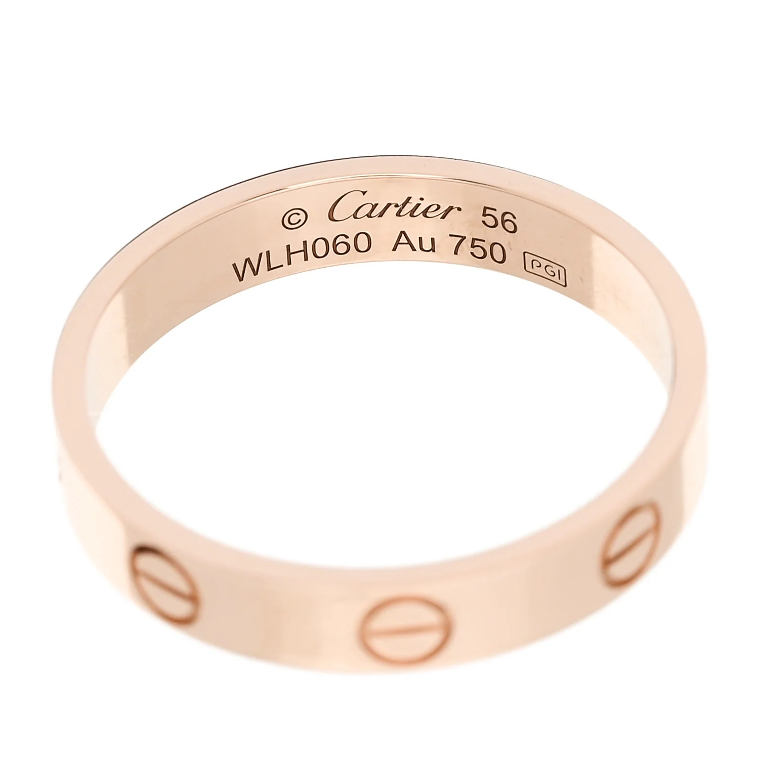 18K Pink Gold 3.5mm LOVE Wedding Band Ring 56 7.75 - Image 4
