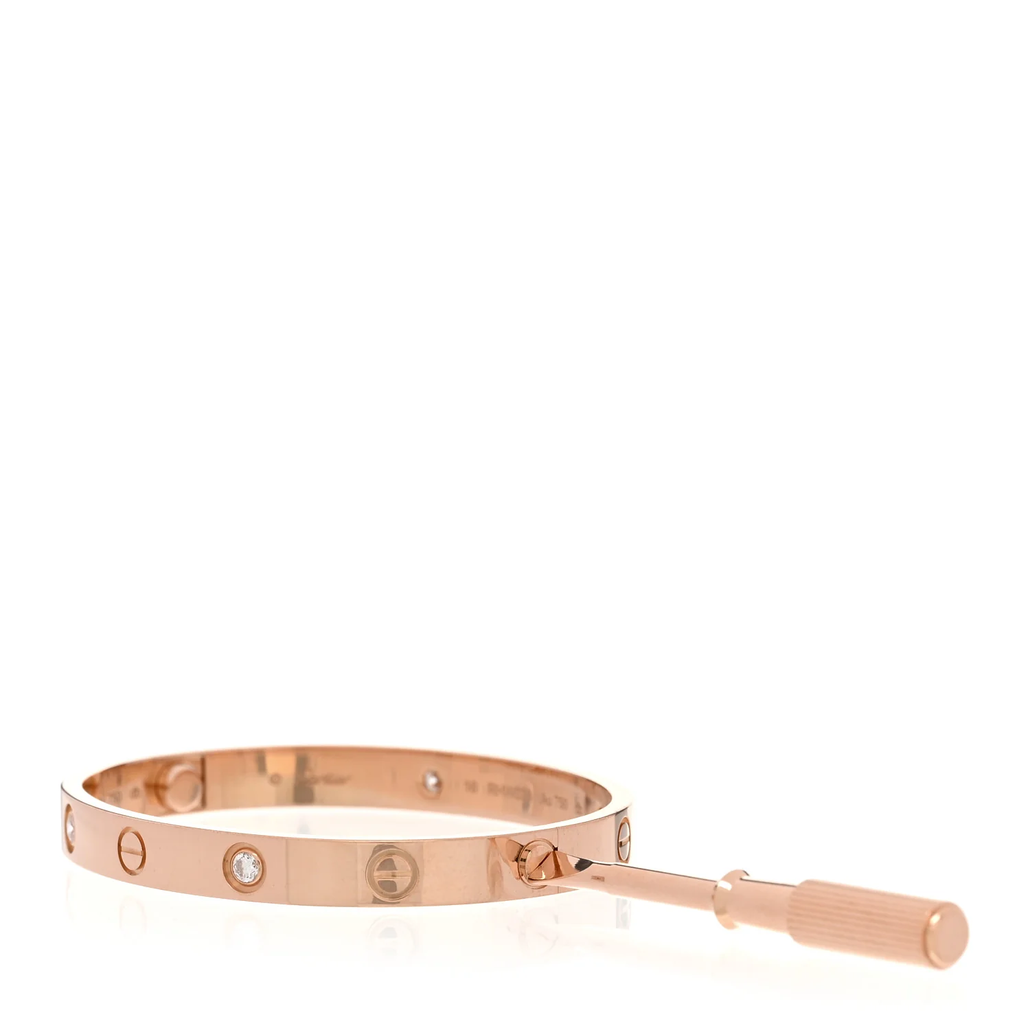18K Pink Gold 4 Diamond LOVE Bracelet 16 - Image 3