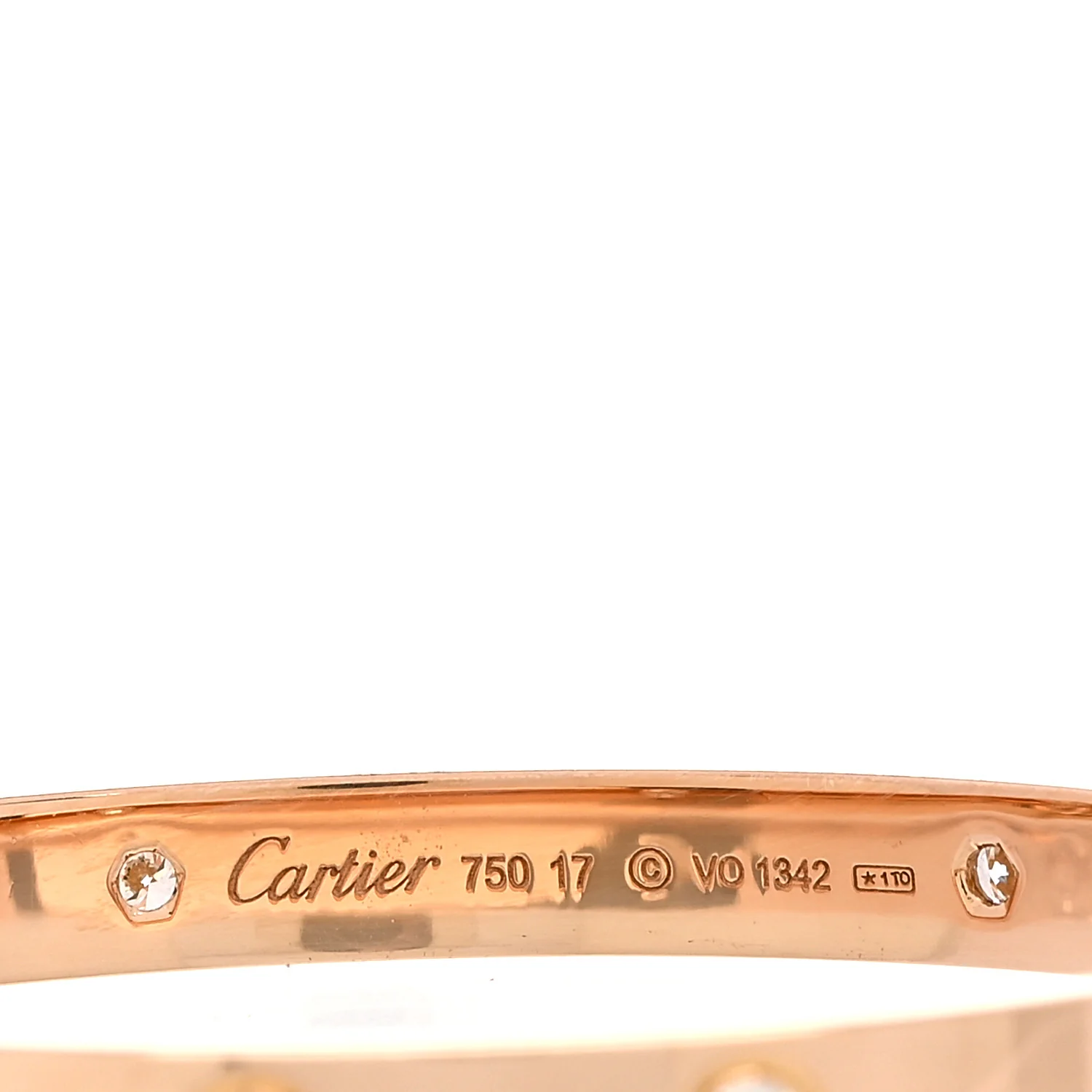 18K Pink Gold 4 Diamond LOVE Bracelet 17 - Image 7