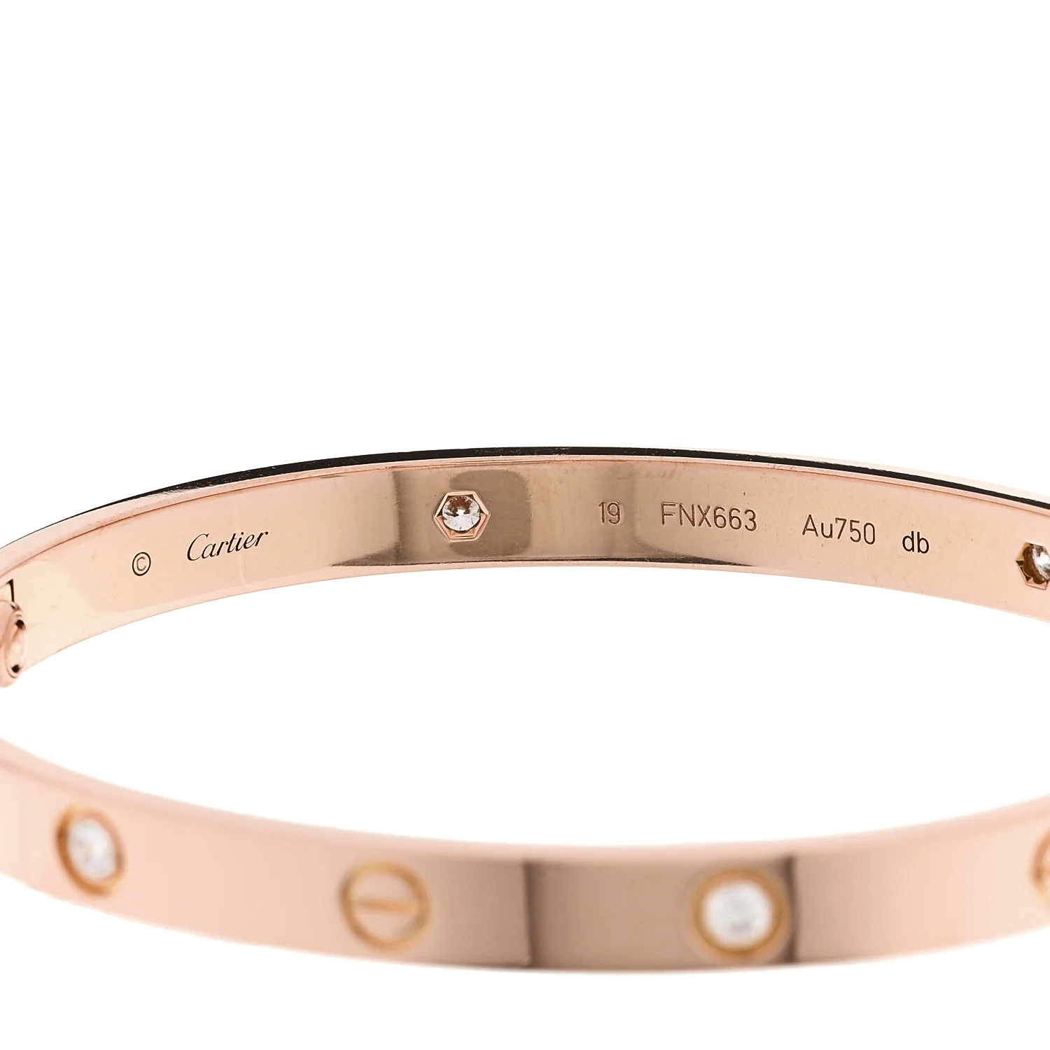 18K Pink Gold 4 Diamond LOVE Bracelet 19 - Image 6