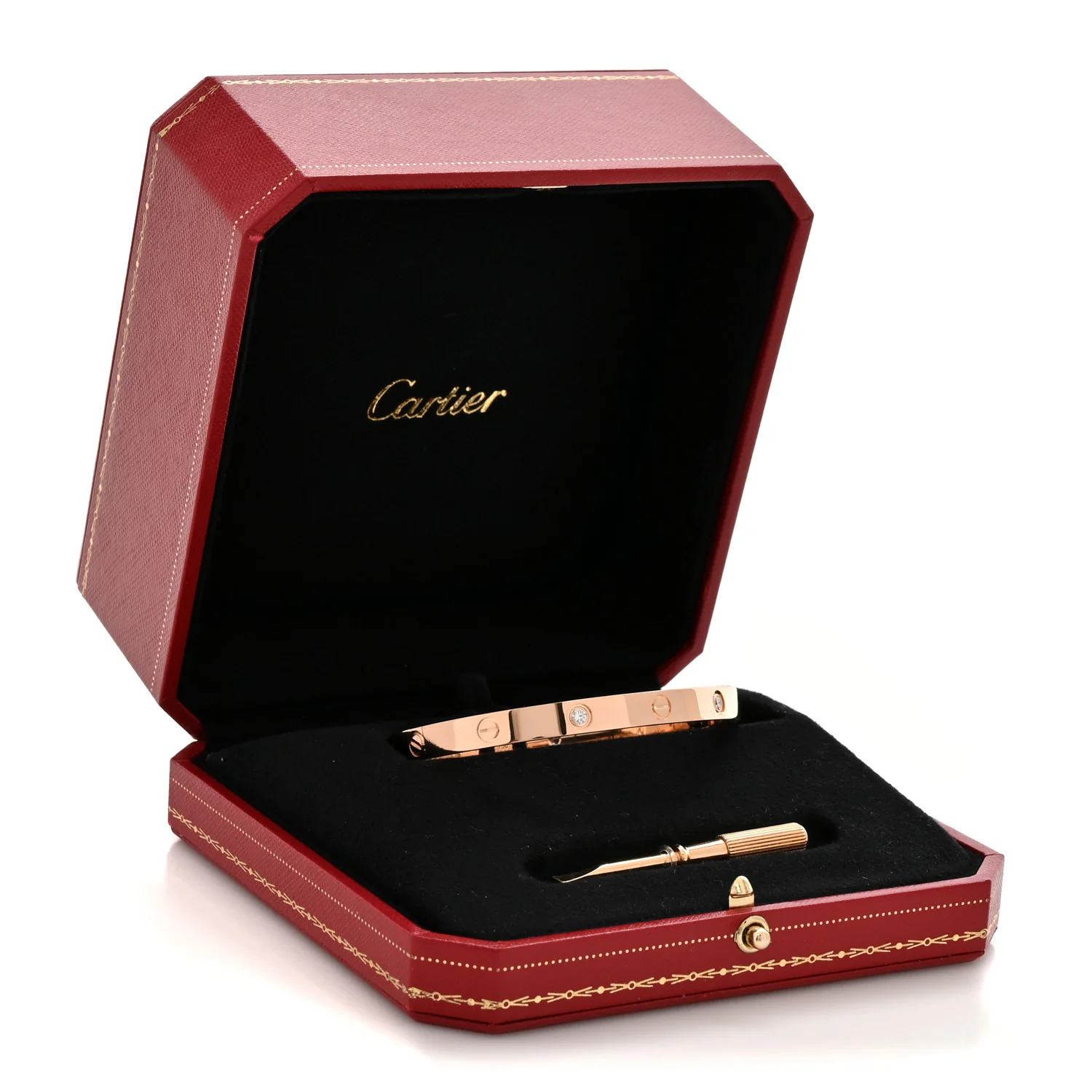 18K Pink Gold 4 Diamond LOVE Bracelet 19 - Image 9