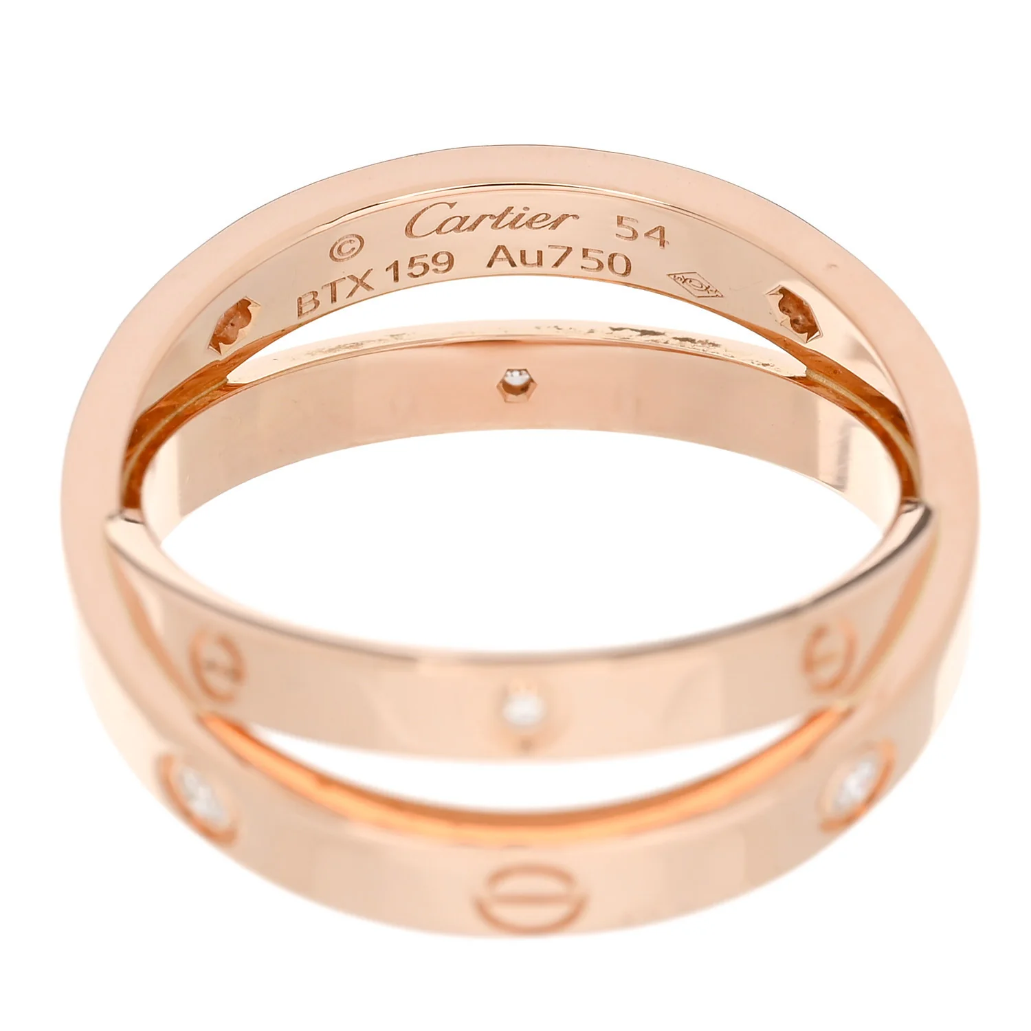 18K Pink Gold 6 Diamond LOVE Ring 54 7 - Image 5