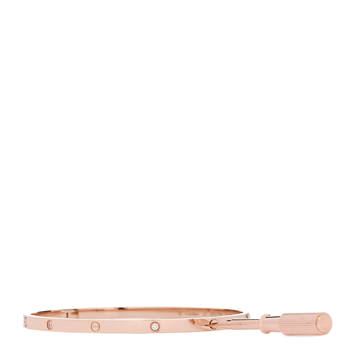 18K Pink Gold 6 Diamond Small LOVE Bracelet 20 - Image 3