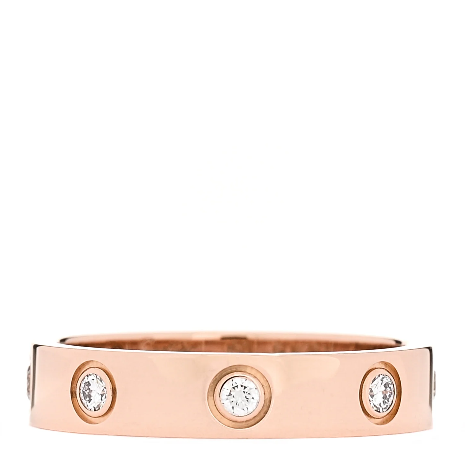 18K Pink Gold 8 Diamond 4mm LOVE Wedding Band Ring 50 5.25