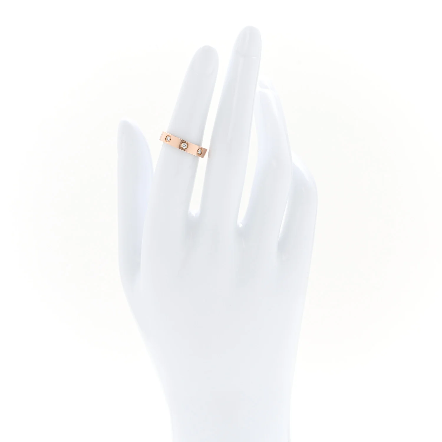 18K Pink Gold 8 Diamond 4mm LOVE Wedding Band Ring 50 5.25 - Image 2