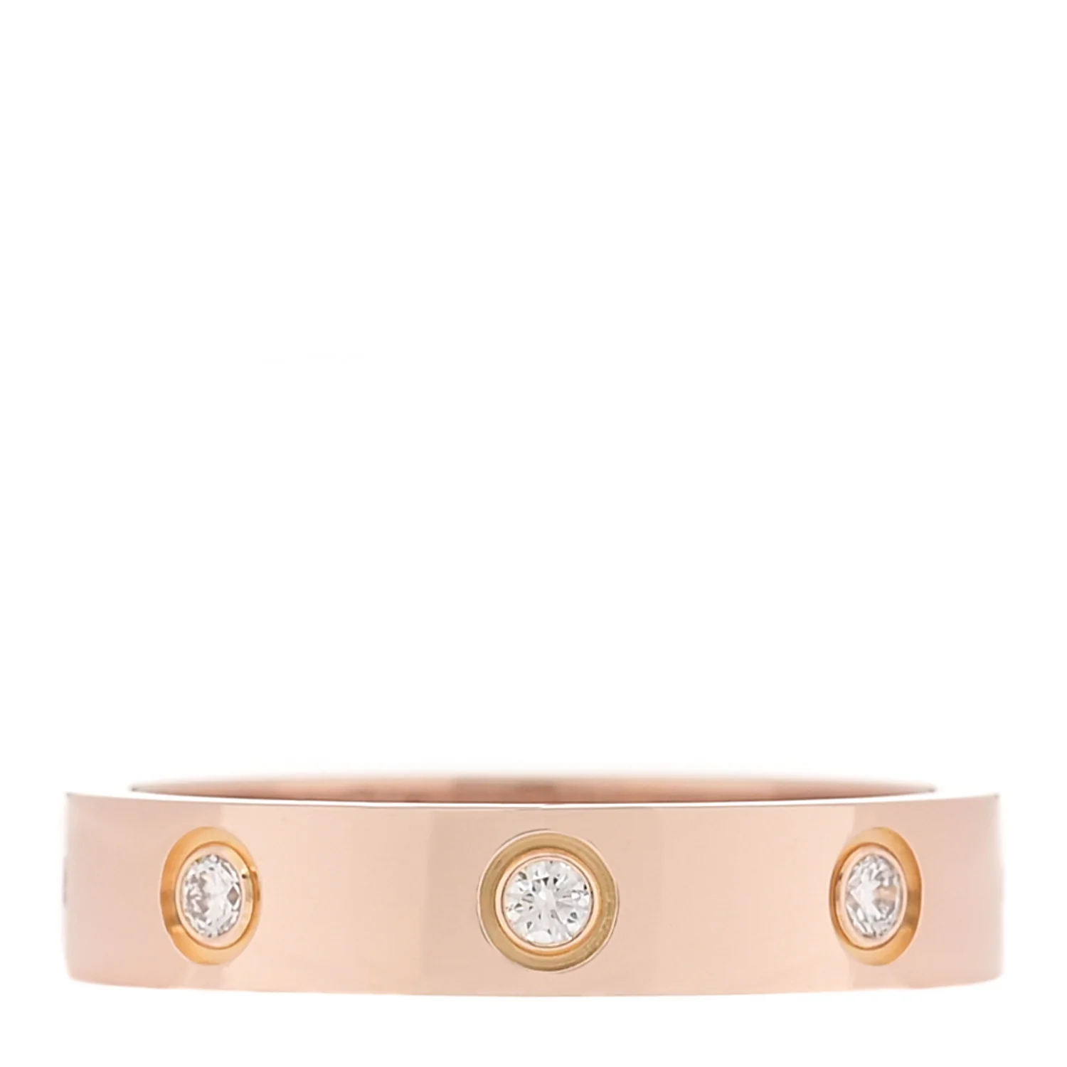 18K Pink Gold 8 Diamond 4mm LOVE Wedding Band Ring 53 6.5