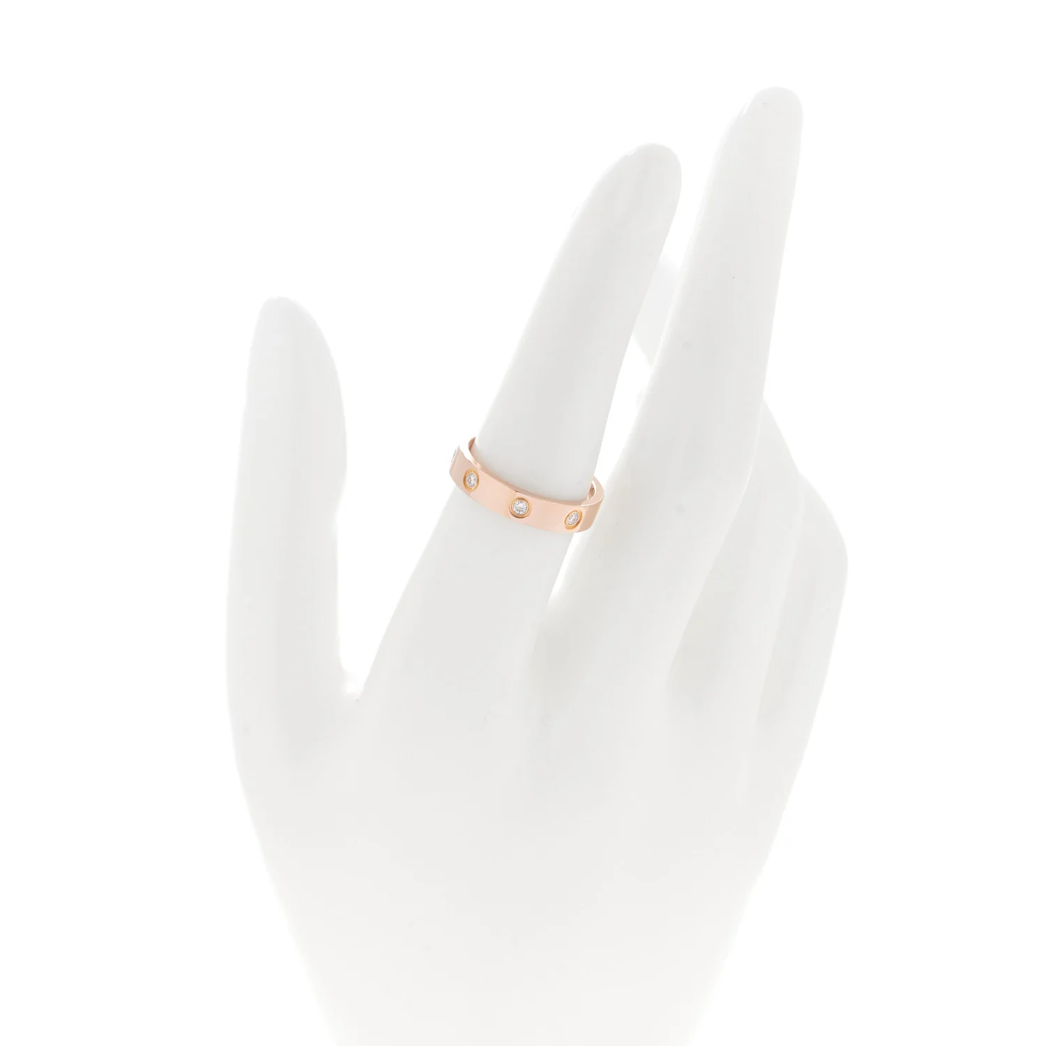 18K Pink Gold 8 Diamond 4mm LOVE Wedding Band Ring 53 6.5 - Image 2