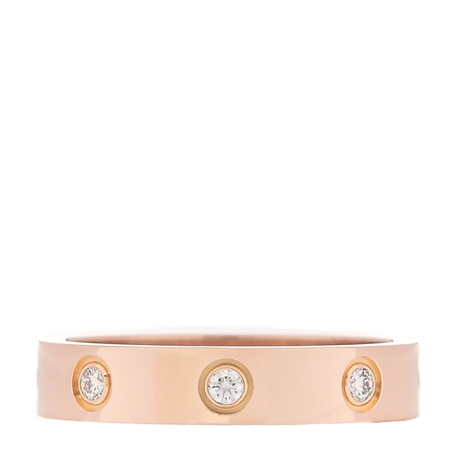18K Pink Gold 8 Diamond 4mm LOVE Wedding Band Ring 53 6.5 - Image 3