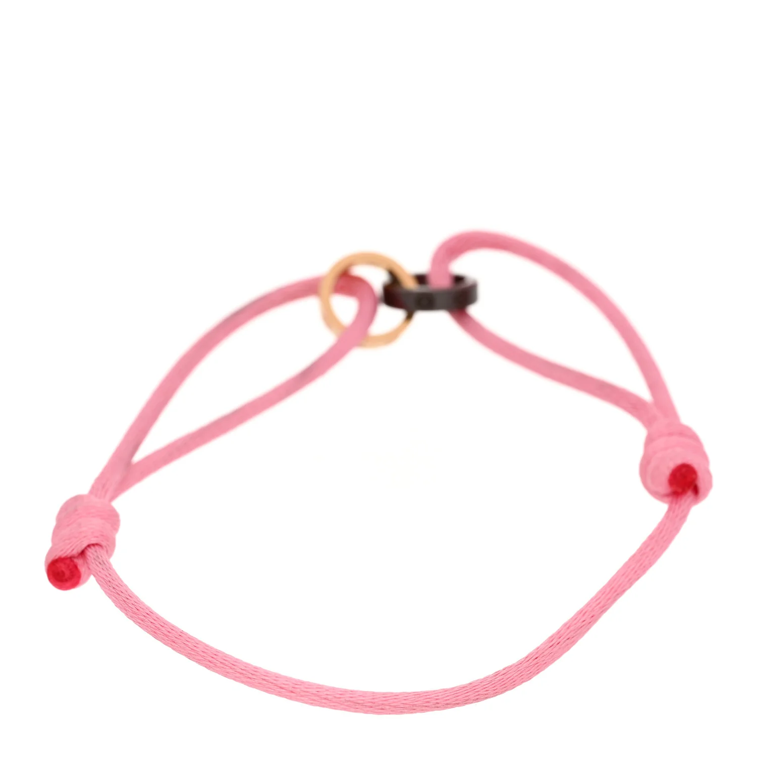 18K Pink Gold Ceramic 4 Diamond LOVE Cord Bracelet Pink - Image 2