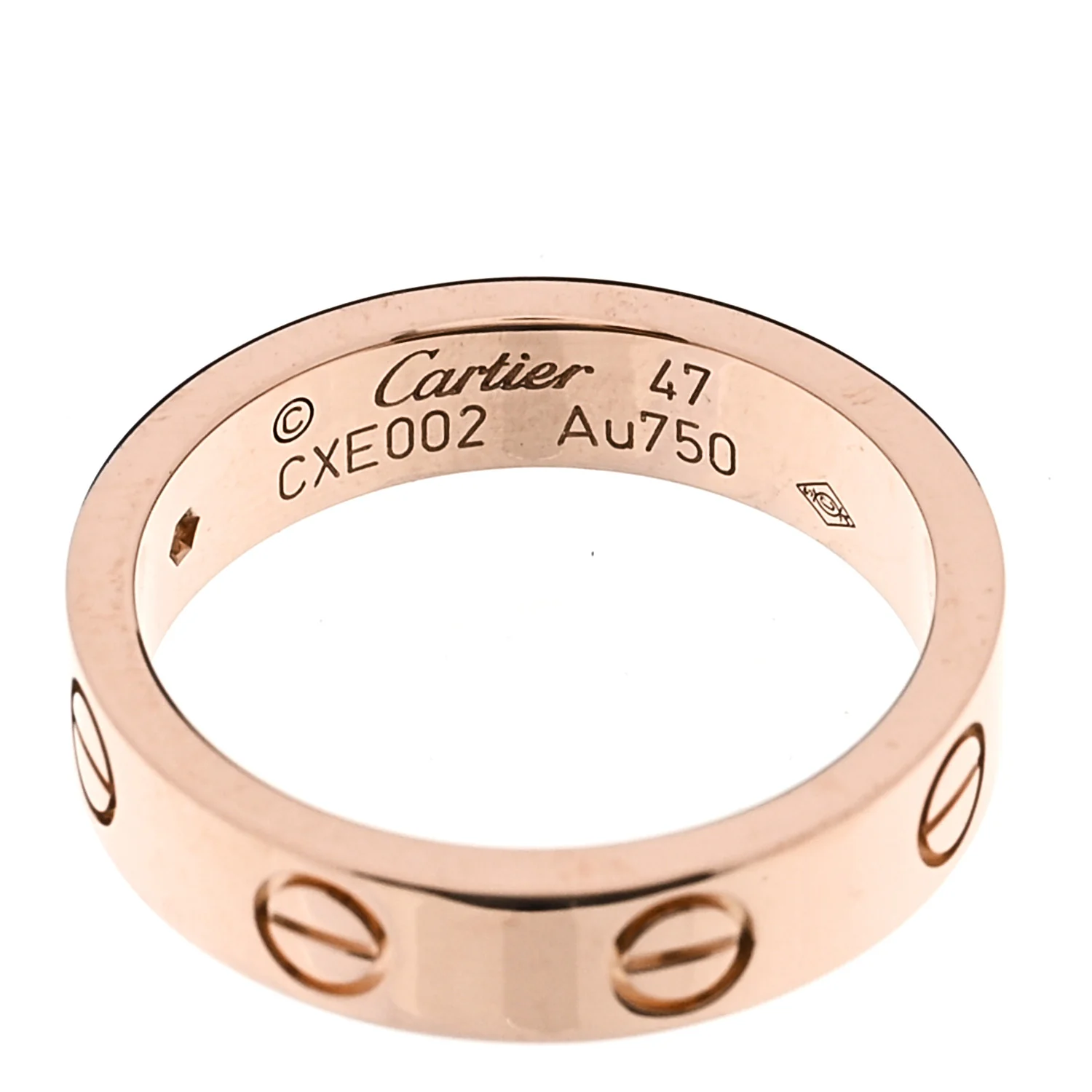 18K Pink Gold Diamond 4mm LOVE Wedding Band Ring 47 4.25 - Image 4
